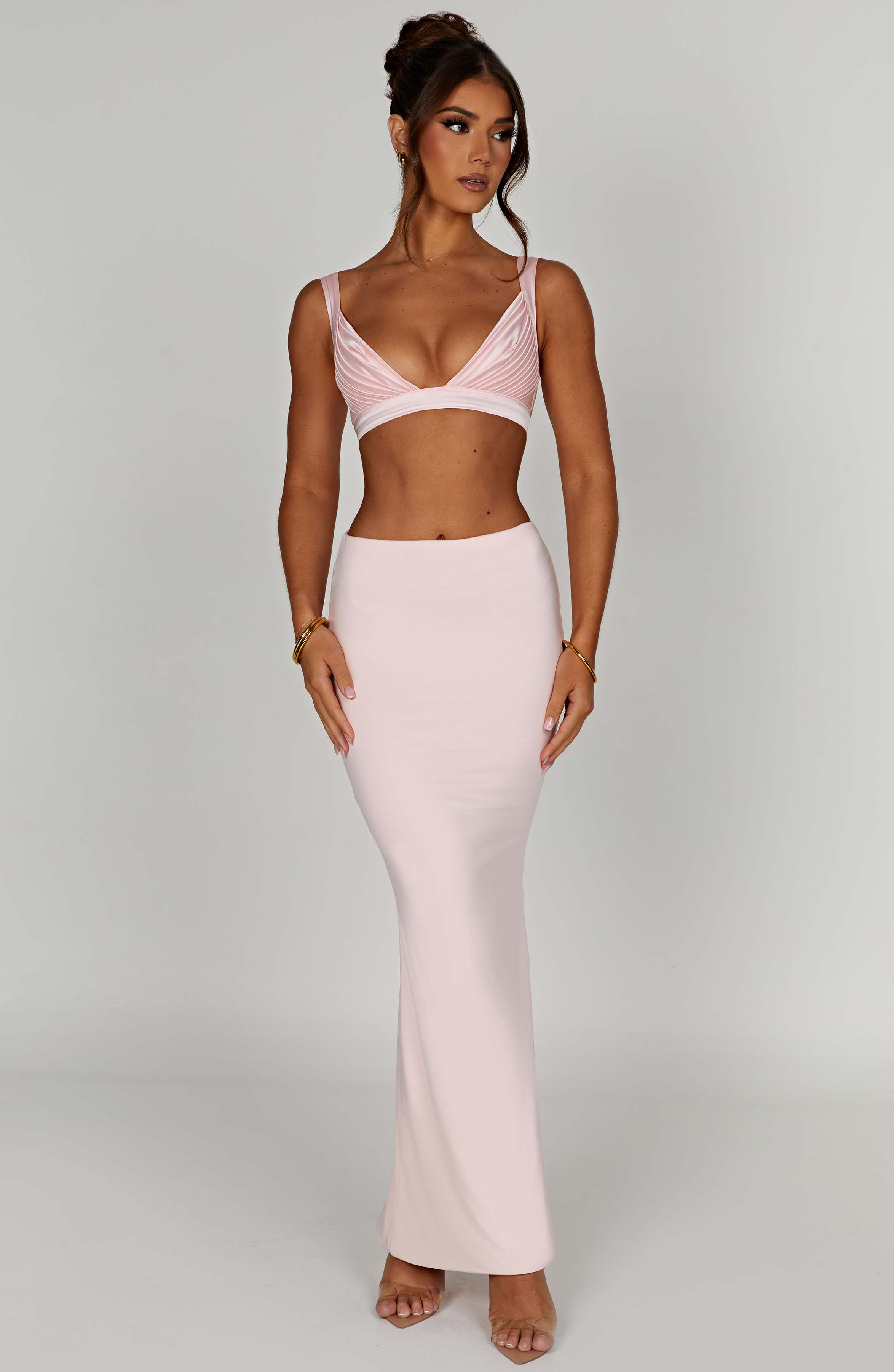 Astrid High Waist Stretchy Maxi Skirt in Blush