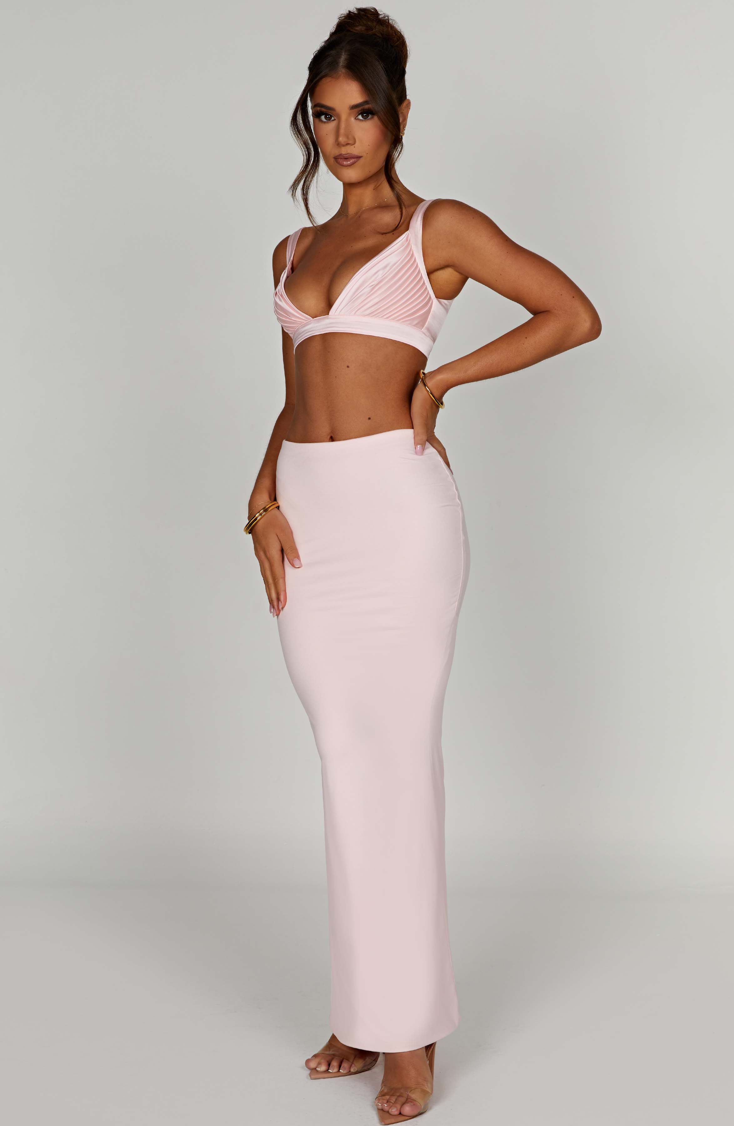 Astrid High Waist Stretchy Maxi Skirt in Blush