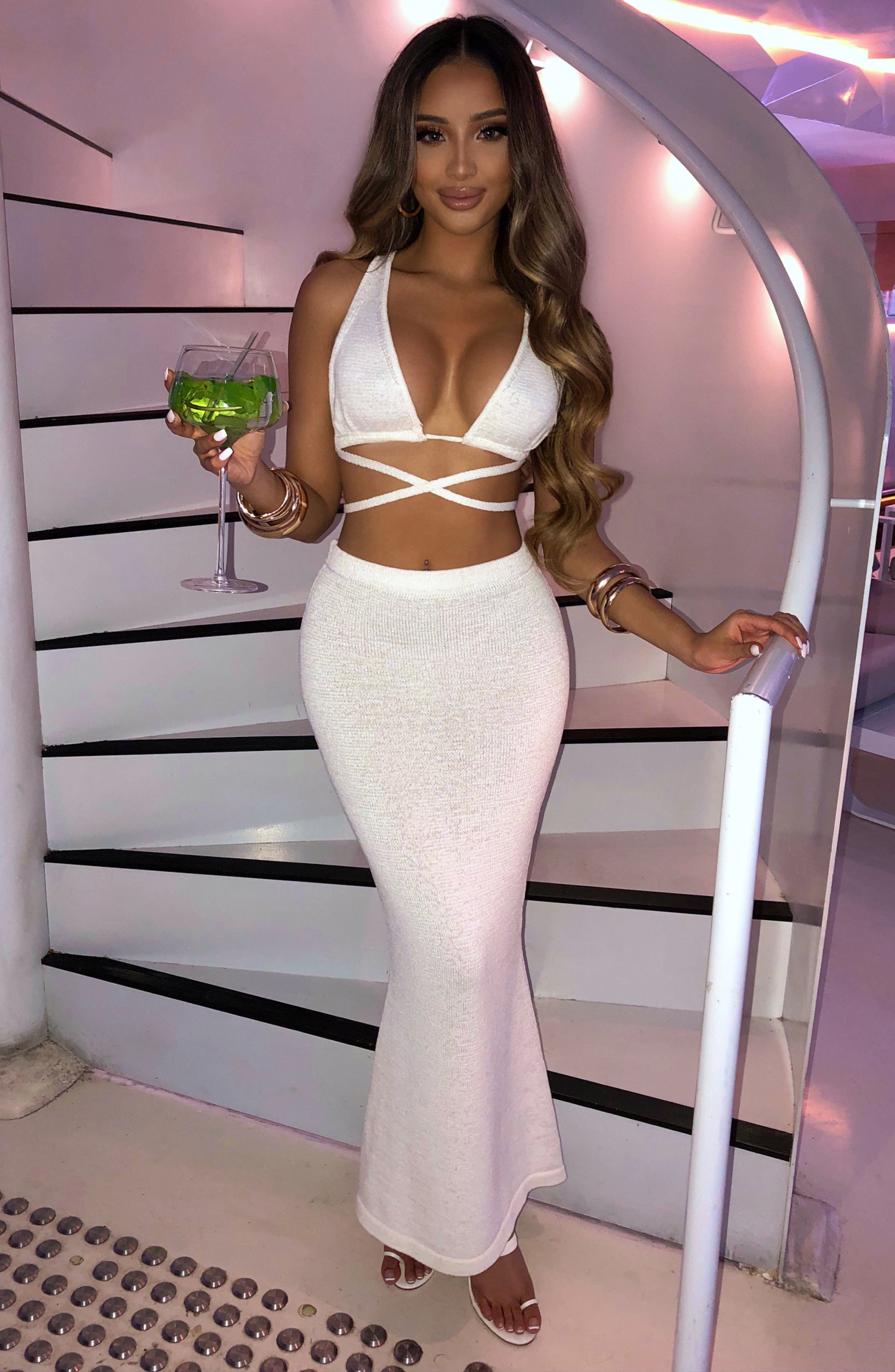 White Cotton Maxi Skirt - Alexa Slip-On Style
