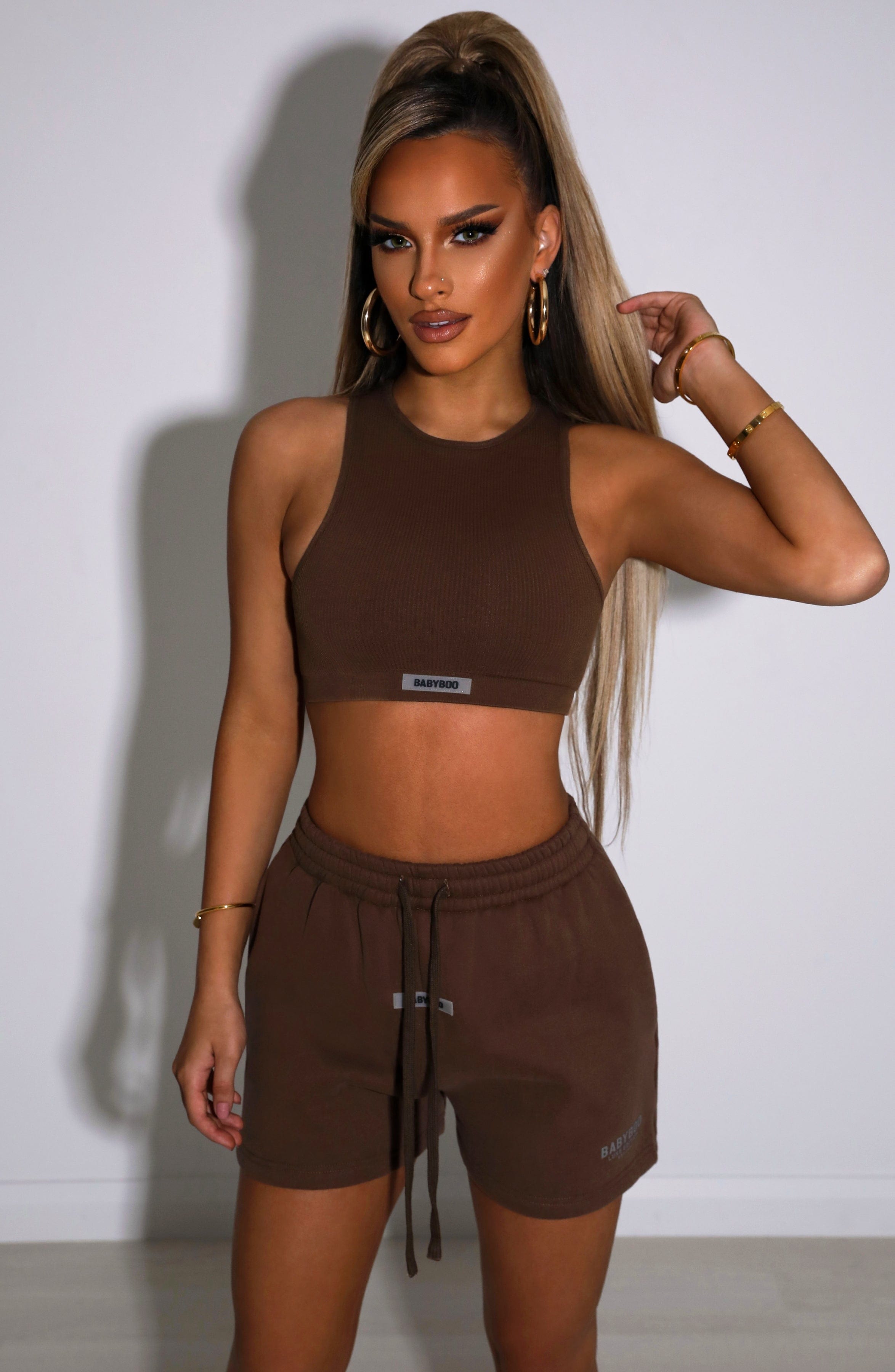 Babyboo Cora Luxe Cotton Fleece Shorts in Chocolate