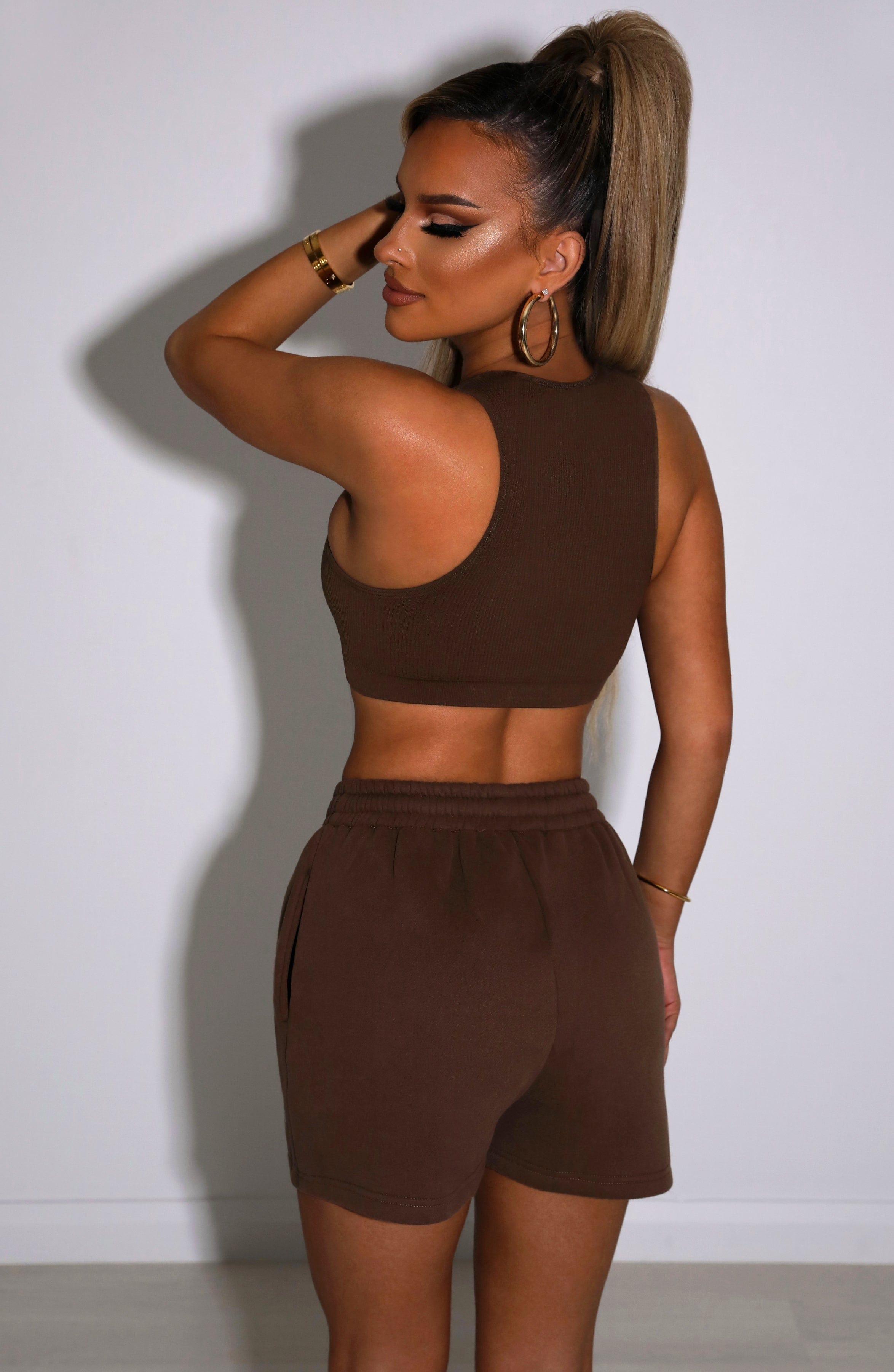 Babyboo Cora Luxe Cotton Fleece Shorts in Chocolate