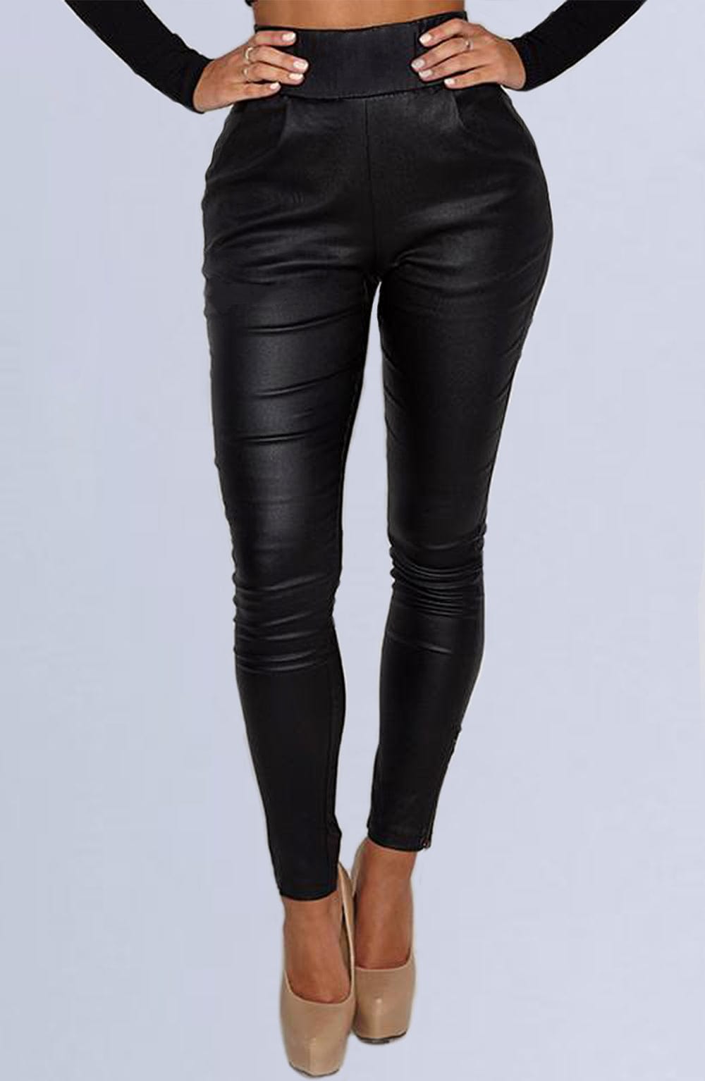 Black Torpedo Pants - Stretchy Polyester with Functional Pockets