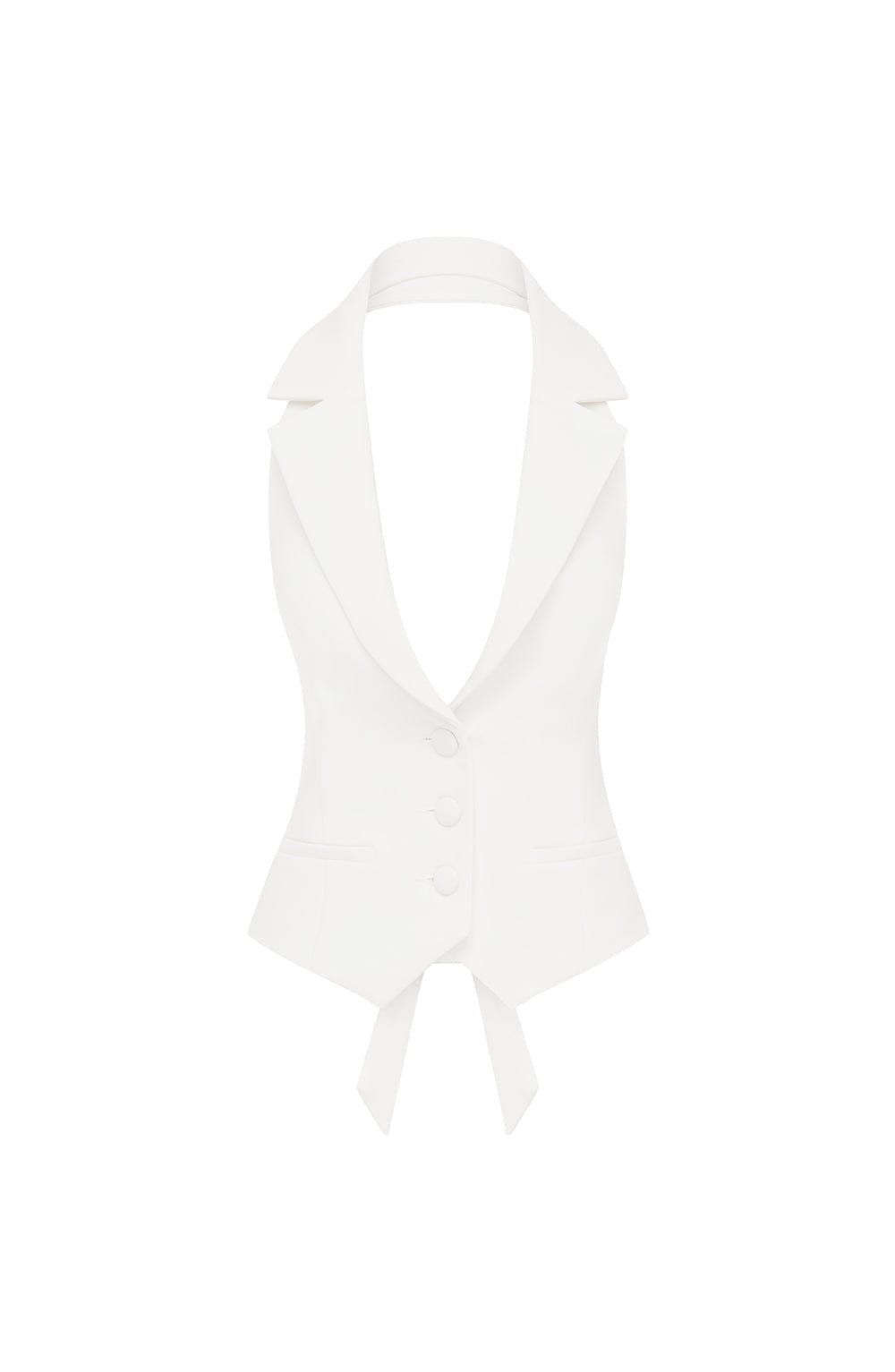Ivory Halter Neck Crepe Top - Philippa