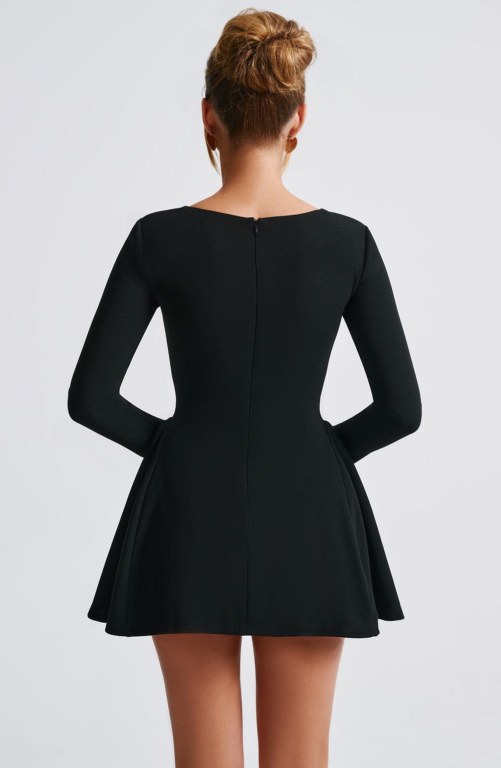Black Velvet Bow Sweetheart Neckline Mini Dress - Megan