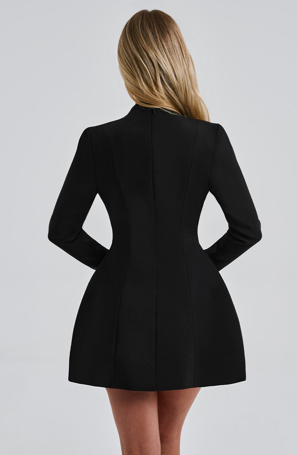 Greta Black Mini Dress with Plunge Neckline & Bubble Skirt