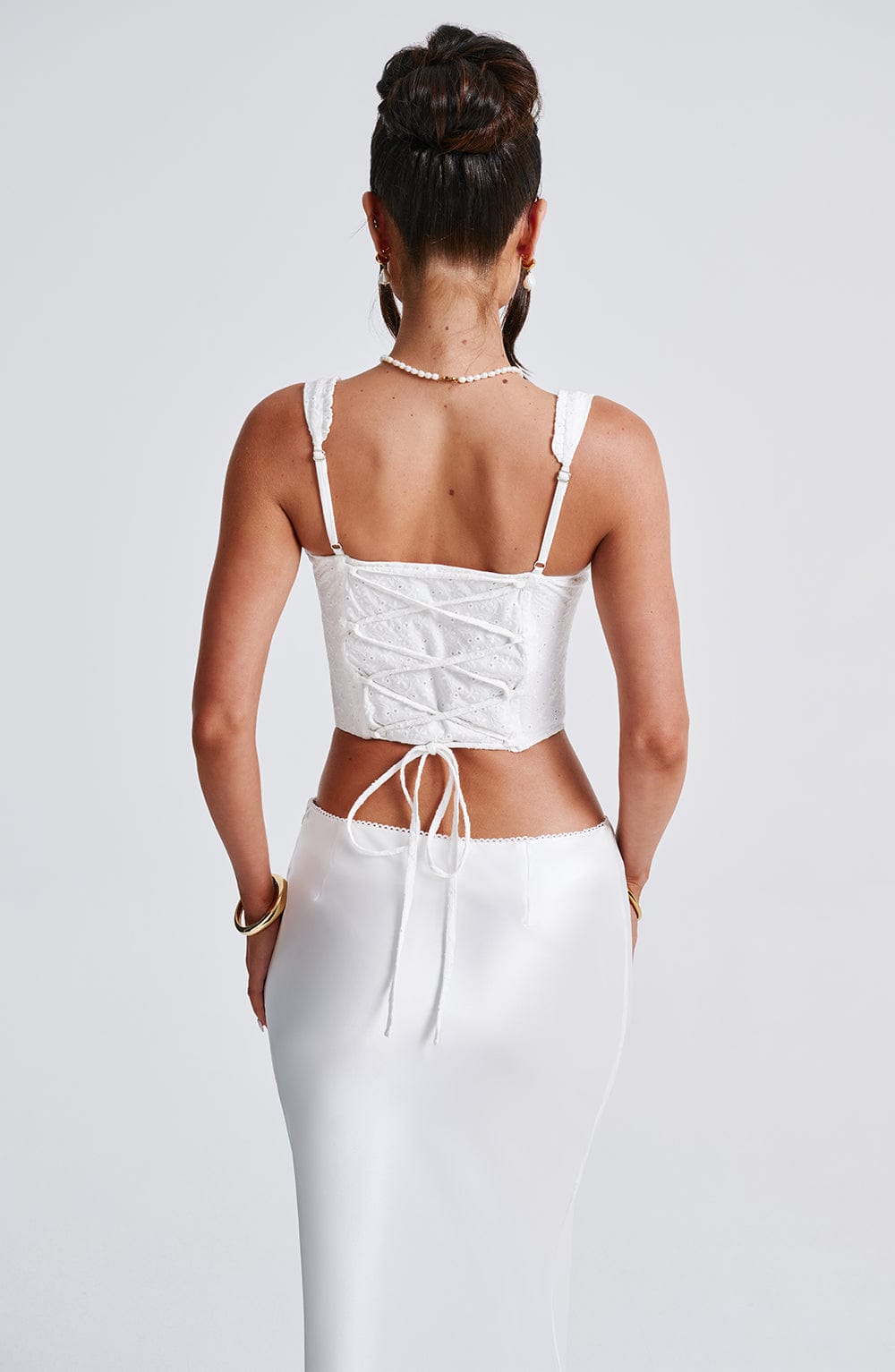 Ivory Emory Corset with Square Neckline & Lace-Up Back
