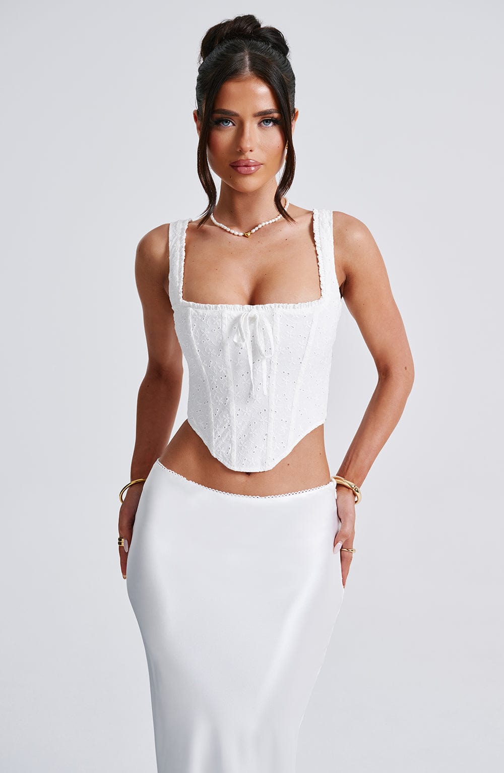 Ivory Emory Corset with Square Neckline & Lace-Up Back