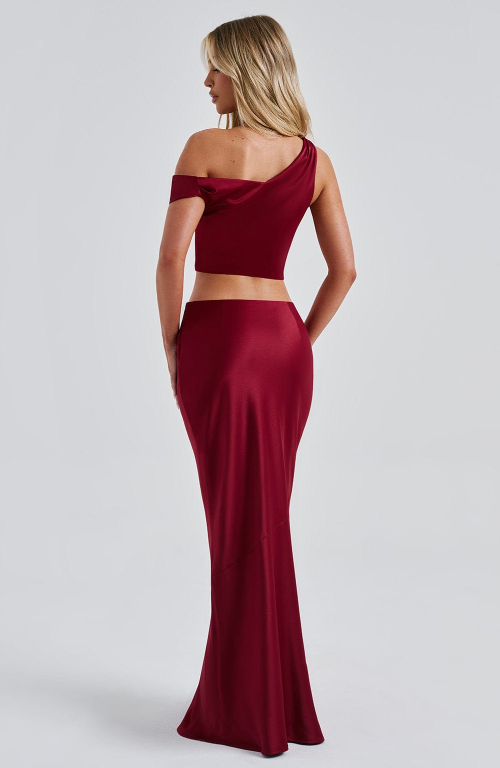 Burgundy Audra Off Shoulder Top with Corset Detail
