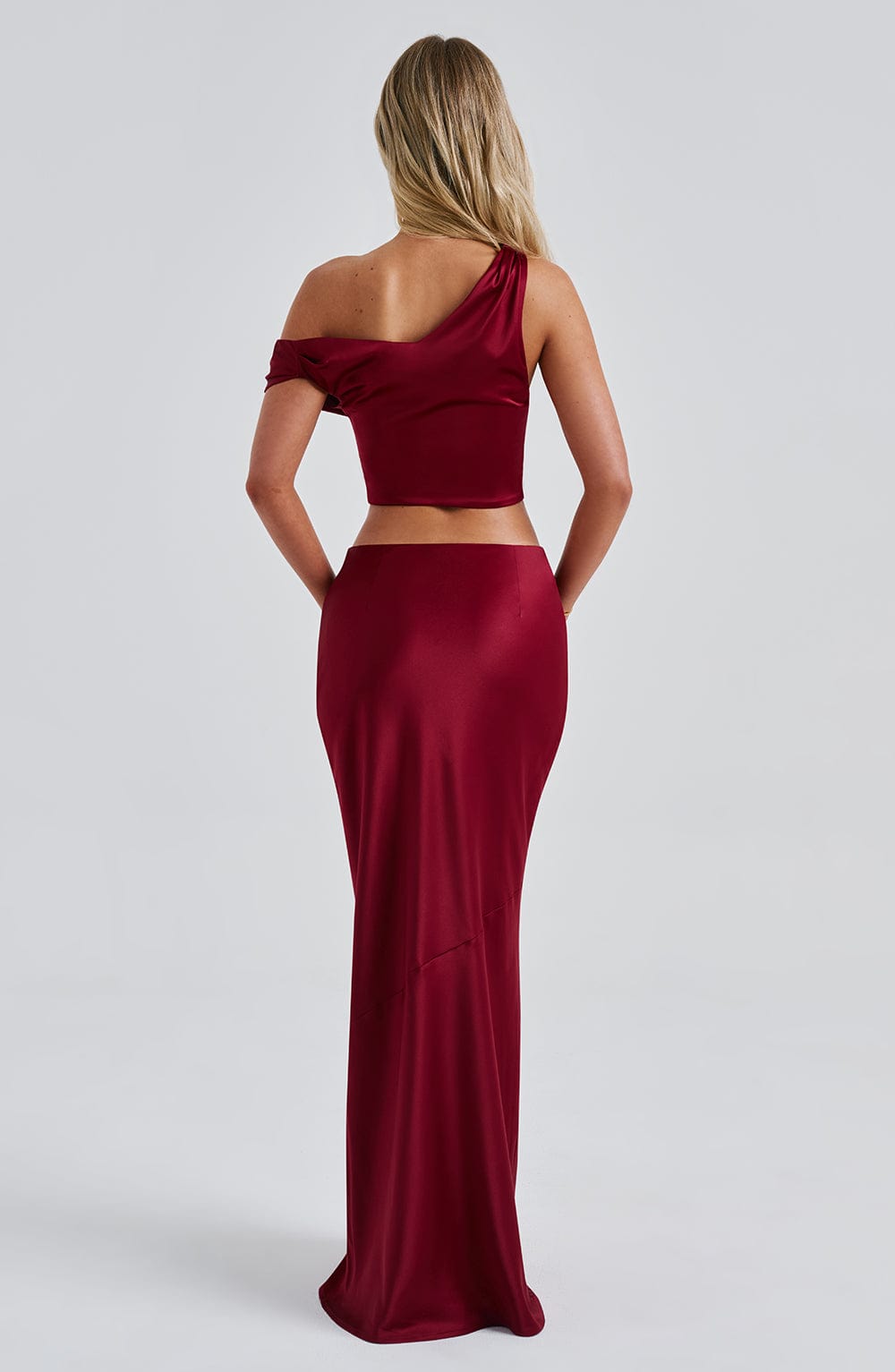 Burgundy Audra Off Shoulder Top with Corset Detail