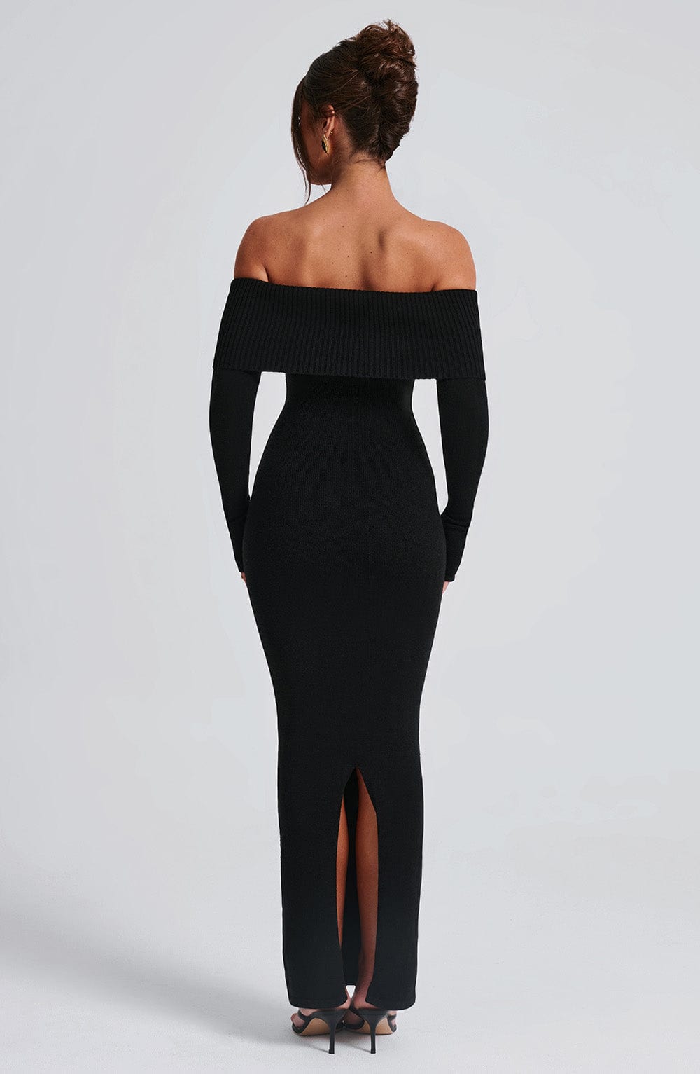 Beverley Off Shoulder Knit Maxi Dress - Black