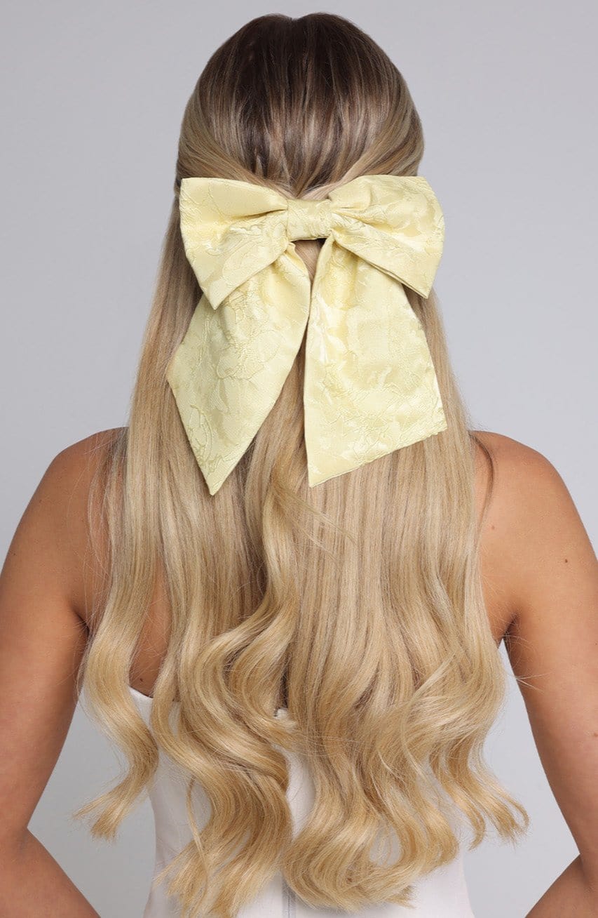Elsa Lemon Floral Jacquard Hair Bow Clip