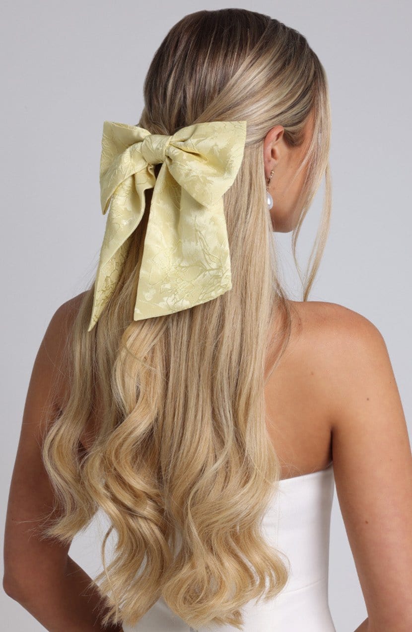 Elsa Lemon Floral Jacquard Hair Bow Clip