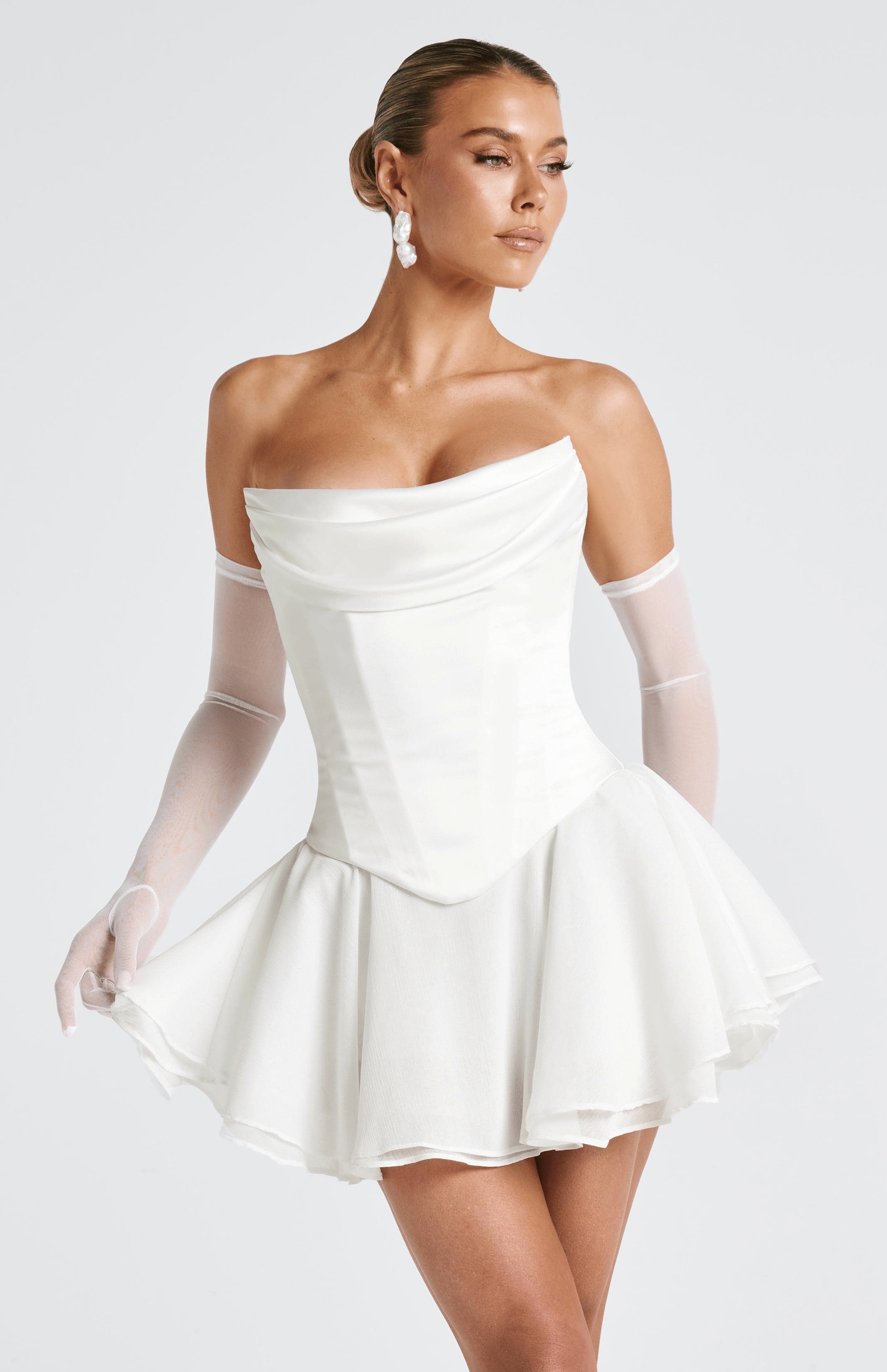 Ivory Reagan Skort – Tiered Chiffon Skirt with Built-in Shorts