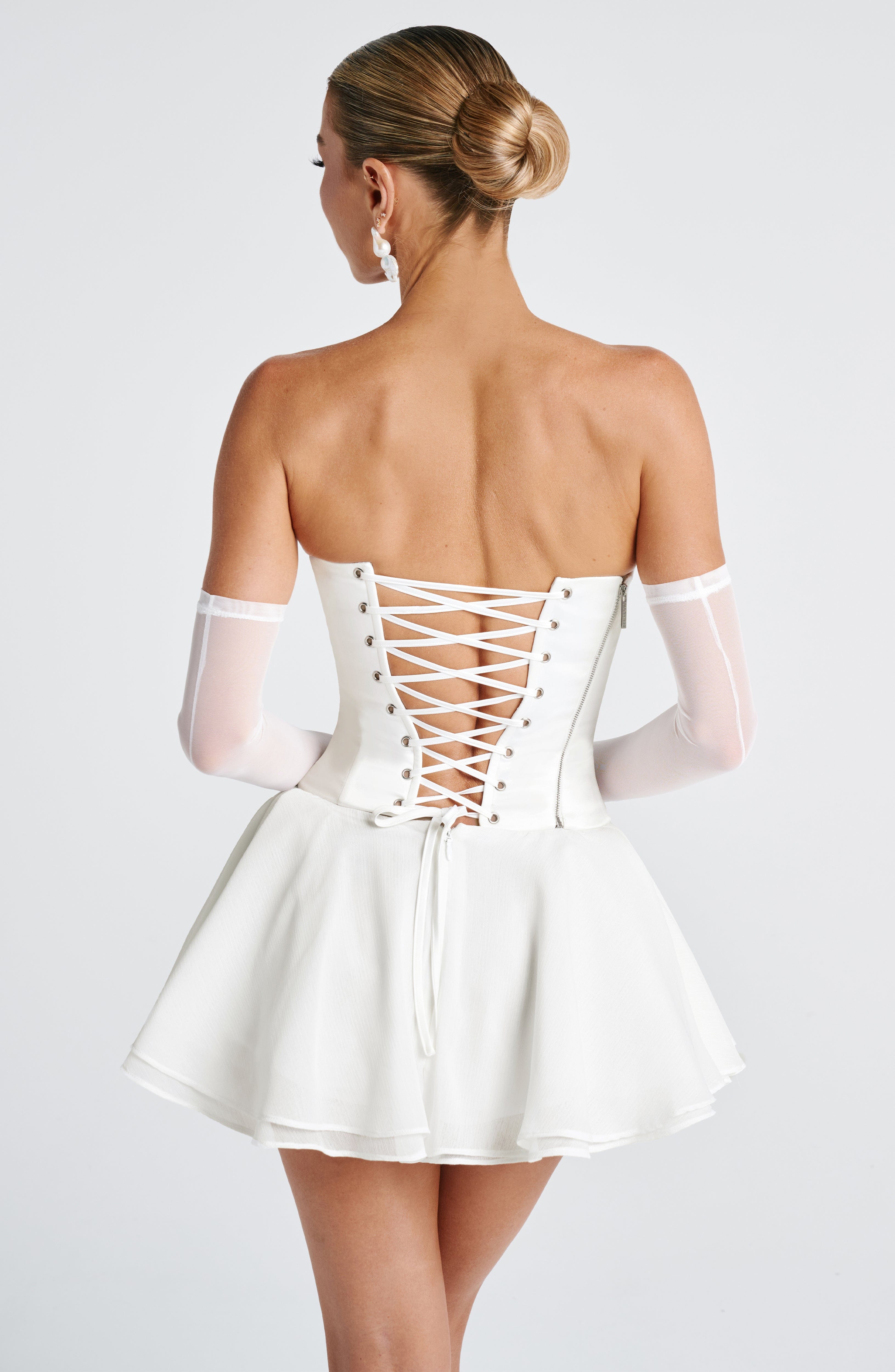 Ivory Reagan Skort – Tiered Chiffon Skirt with Built-in Shorts