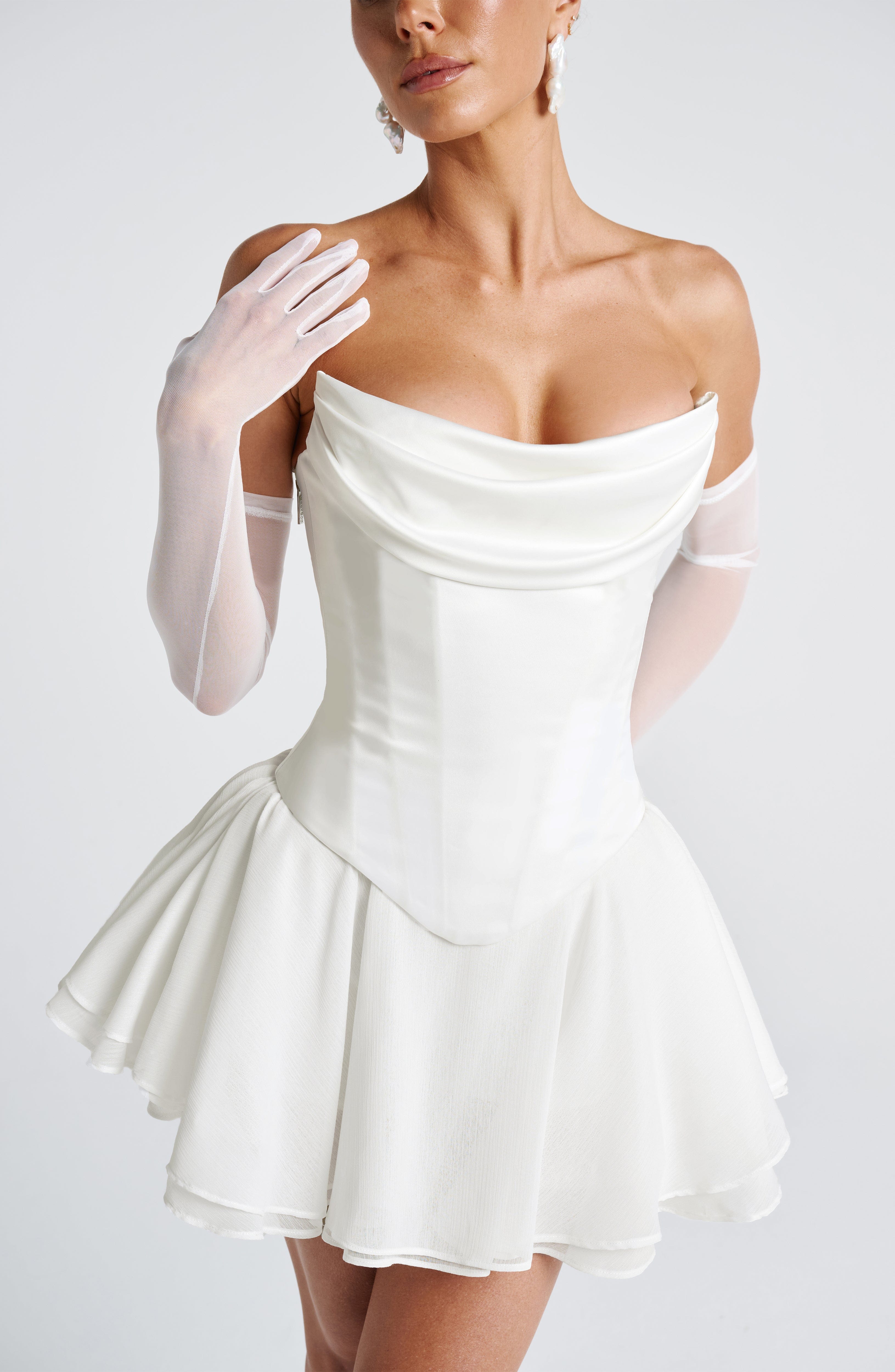 Ivory Reagan Skort – Tiered Chiffon Skirt with Built-in Shorts