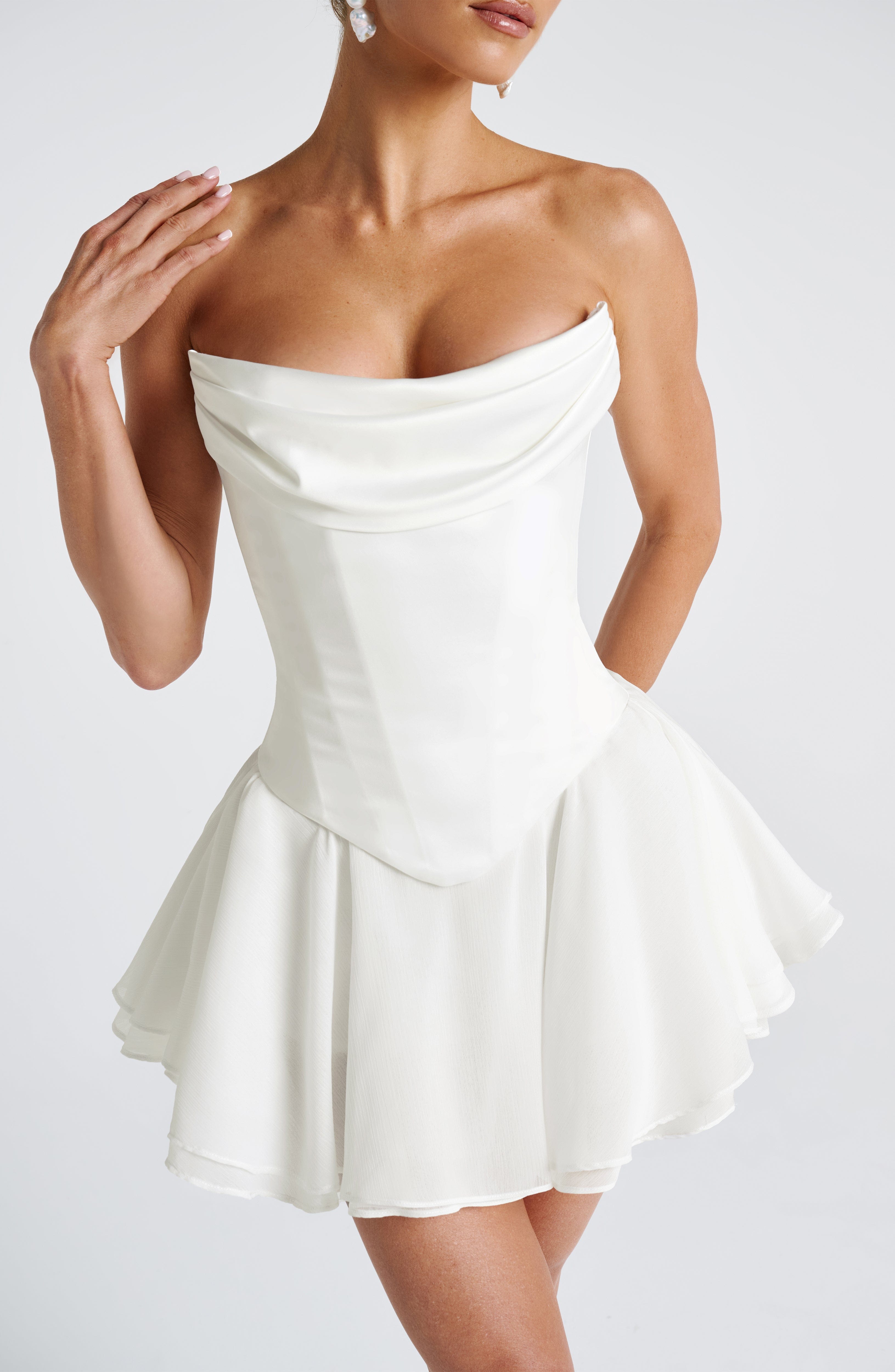 Ivory Reagan Skort – Tiered Chiffon Skirt with Built-in Shorts