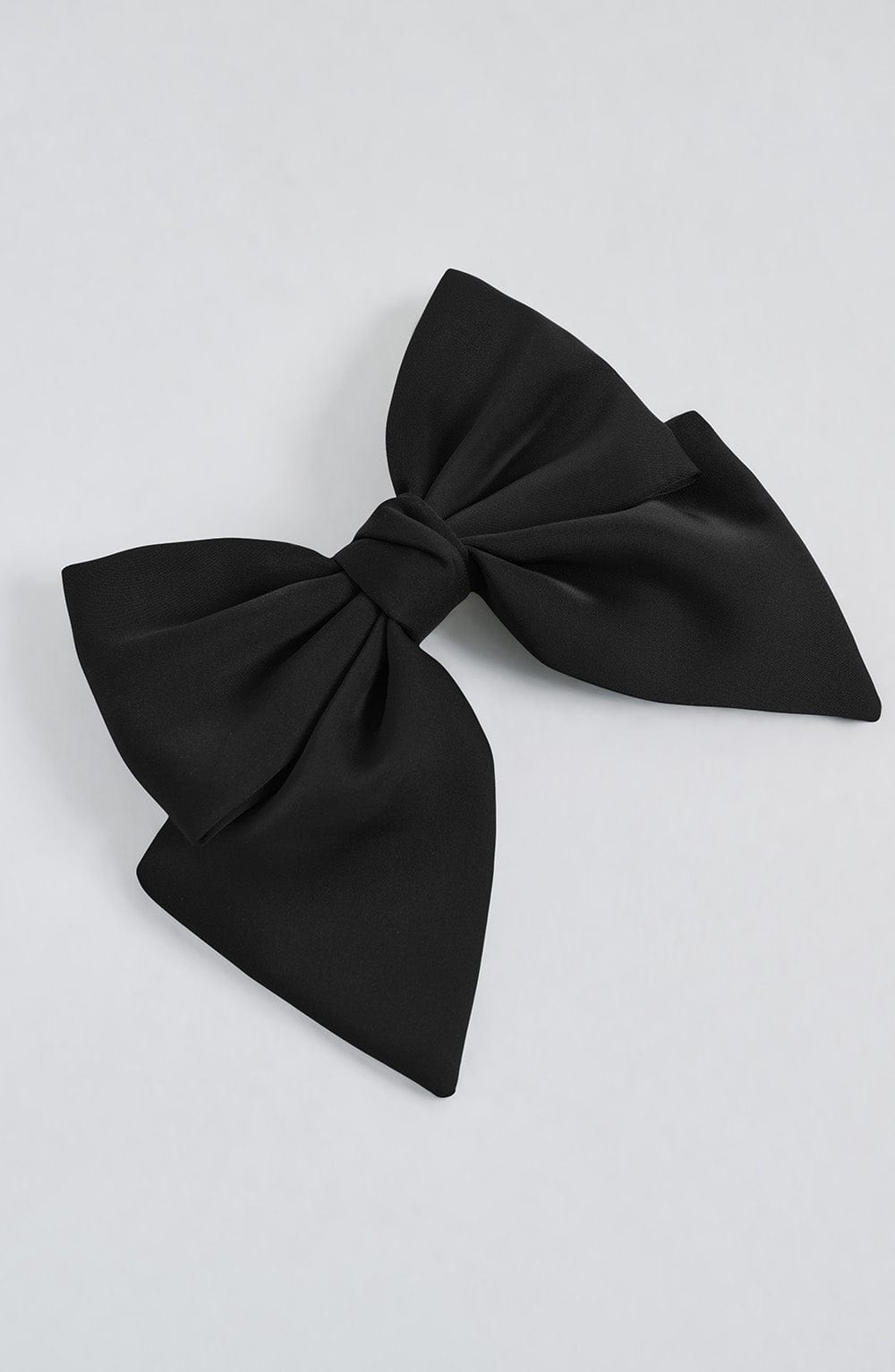 Black Satin Hair Bow Clip - Perrie Barrette Hair Accessory