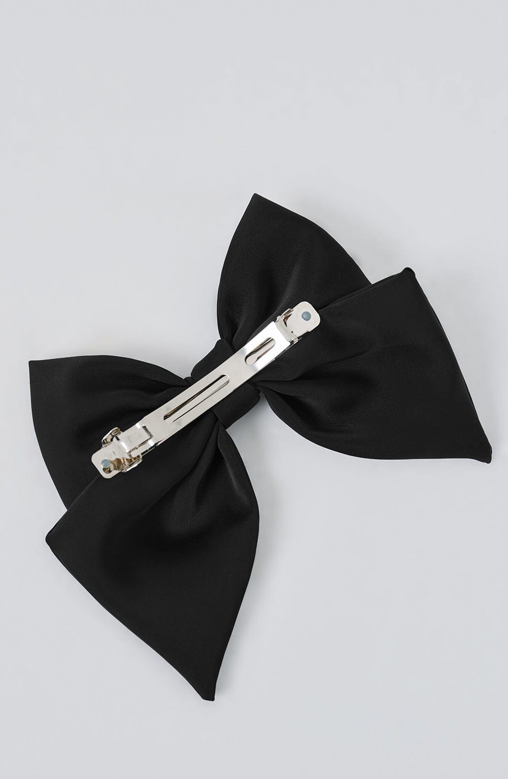 Black Satin Hair Bow Clip - Perrie Barrette Hair Accessory