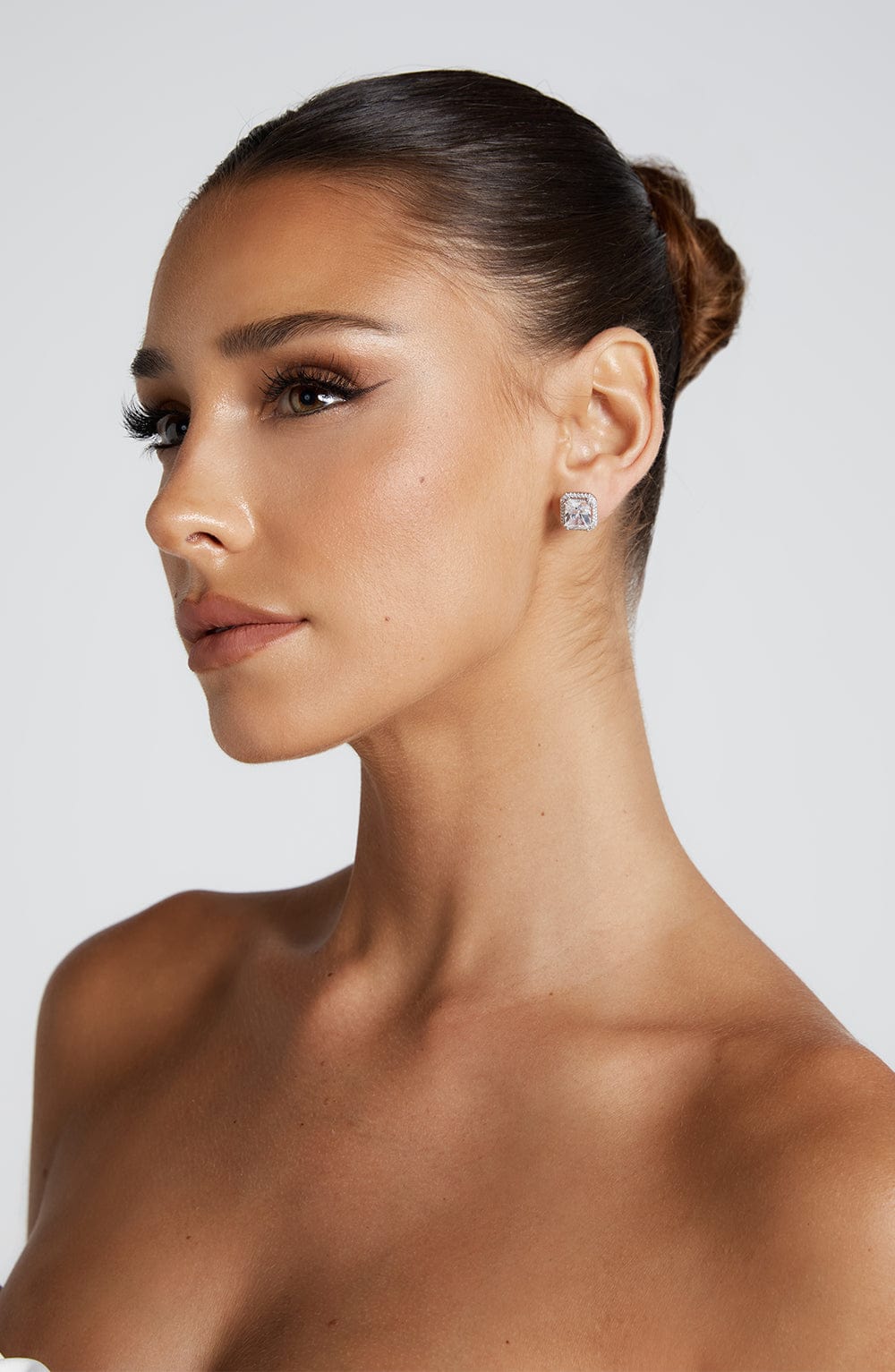 Silver Rhinestone Stud Earrings – Odessa Square Jewel Design