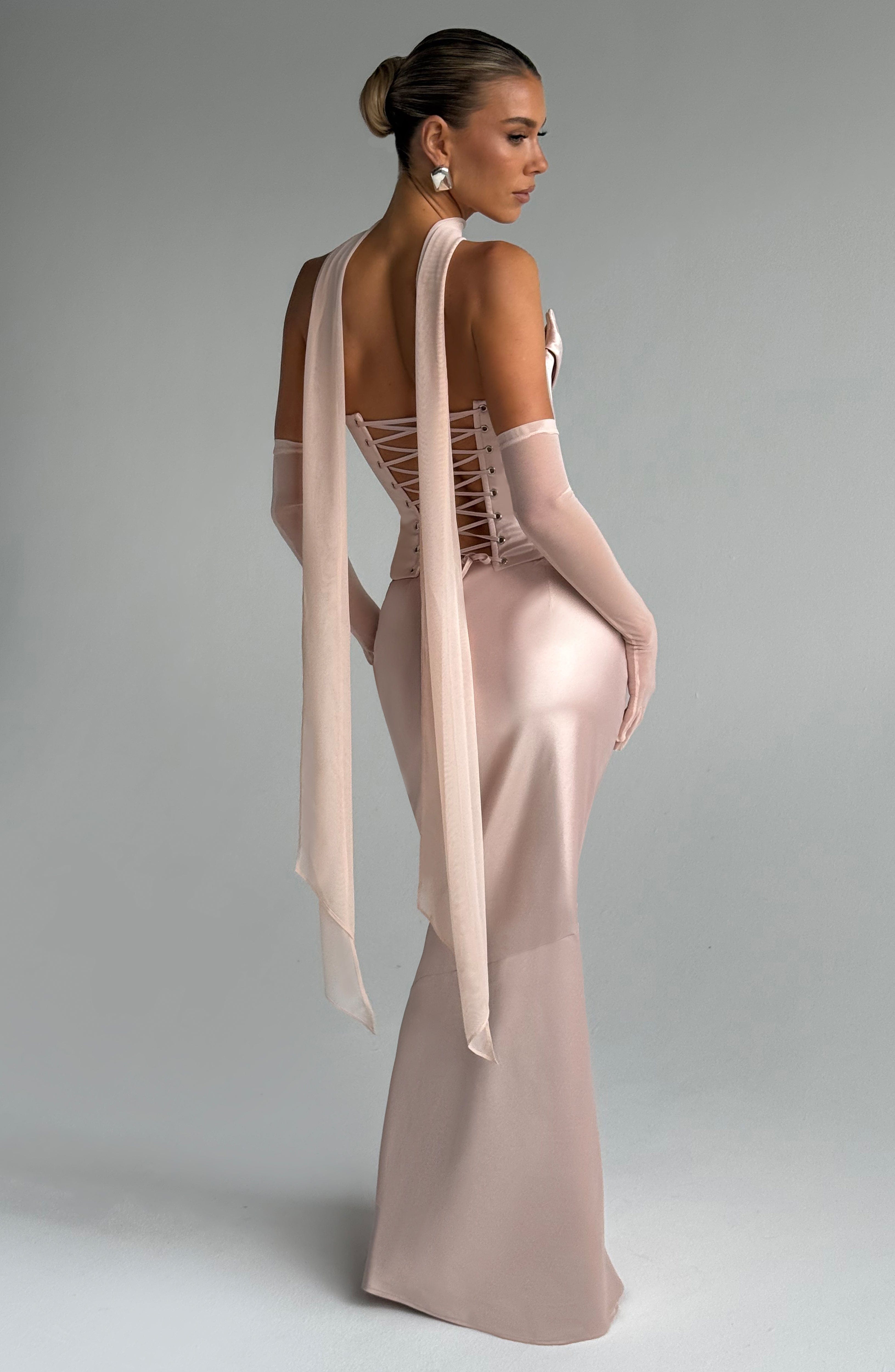 Soft Peach Mesh Scarf - Ayla Elegant Neck Wrap