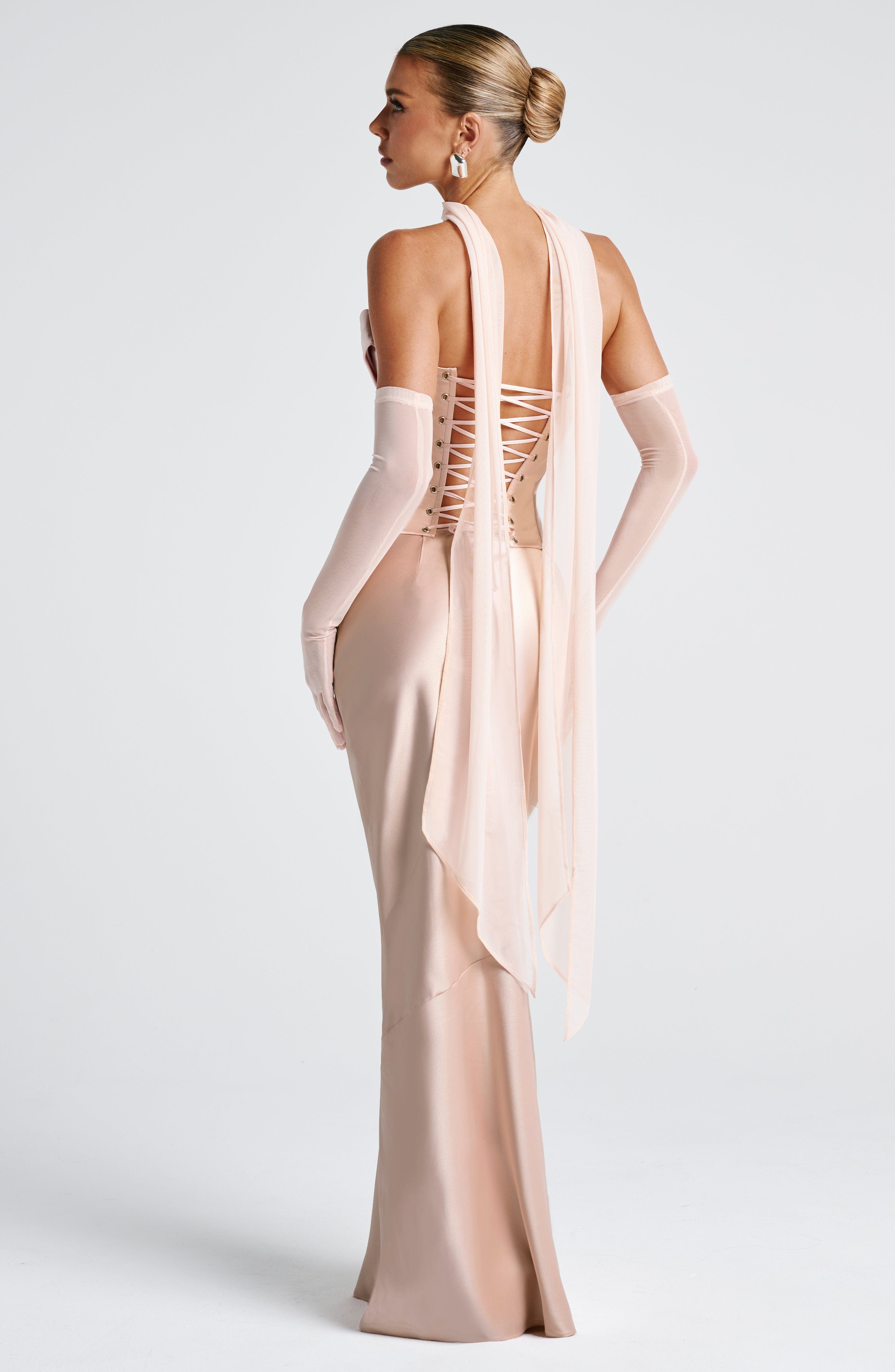 Soft Peach Mesh Scarf - Ayla Elegant Neck Wrap