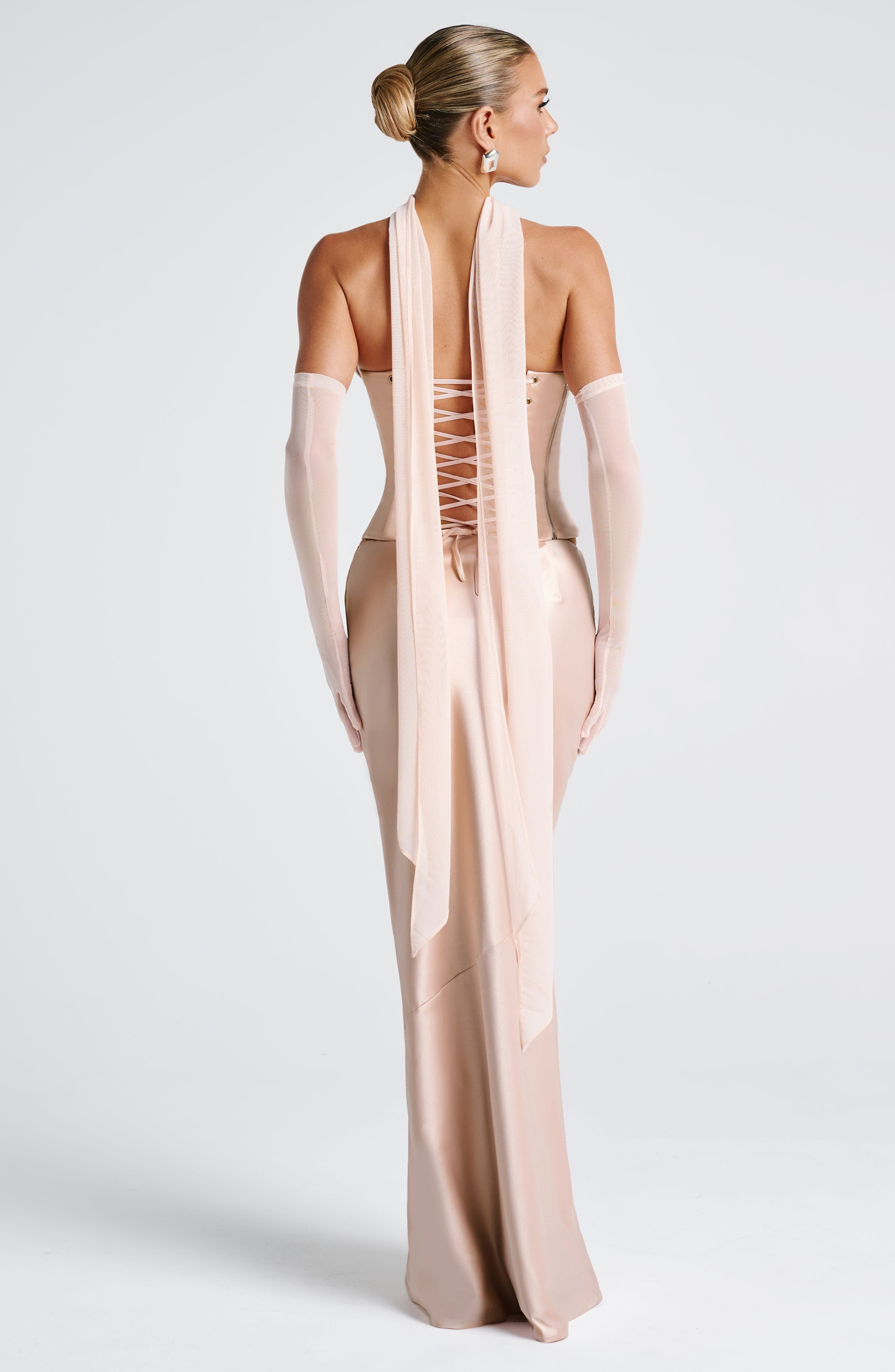 Soft Peach Mesh Scarf - Ayla Elegant Neck Wrap