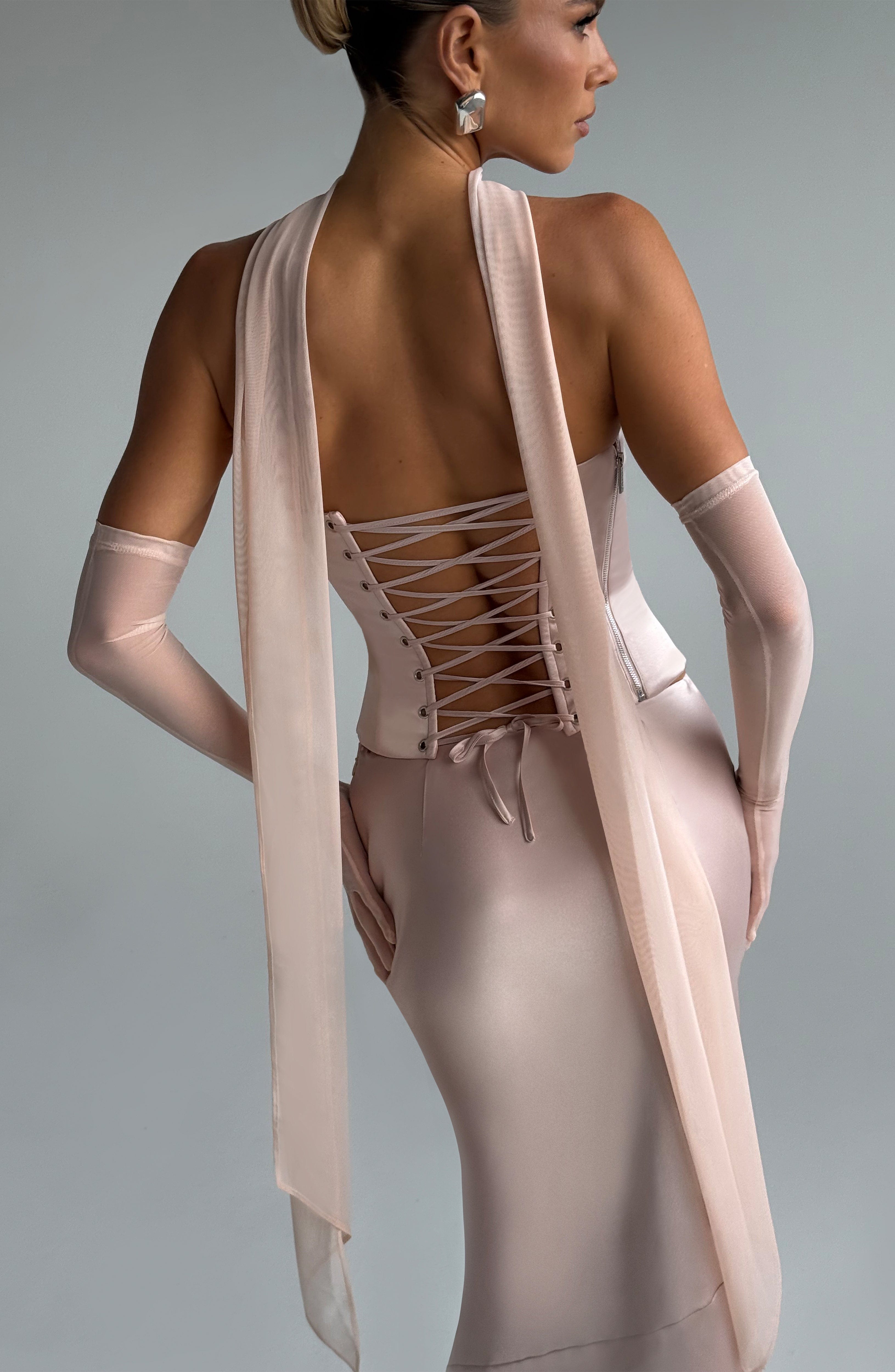 Soft Peach Mesh Scarf - Ayla Elegant Neck Wrap