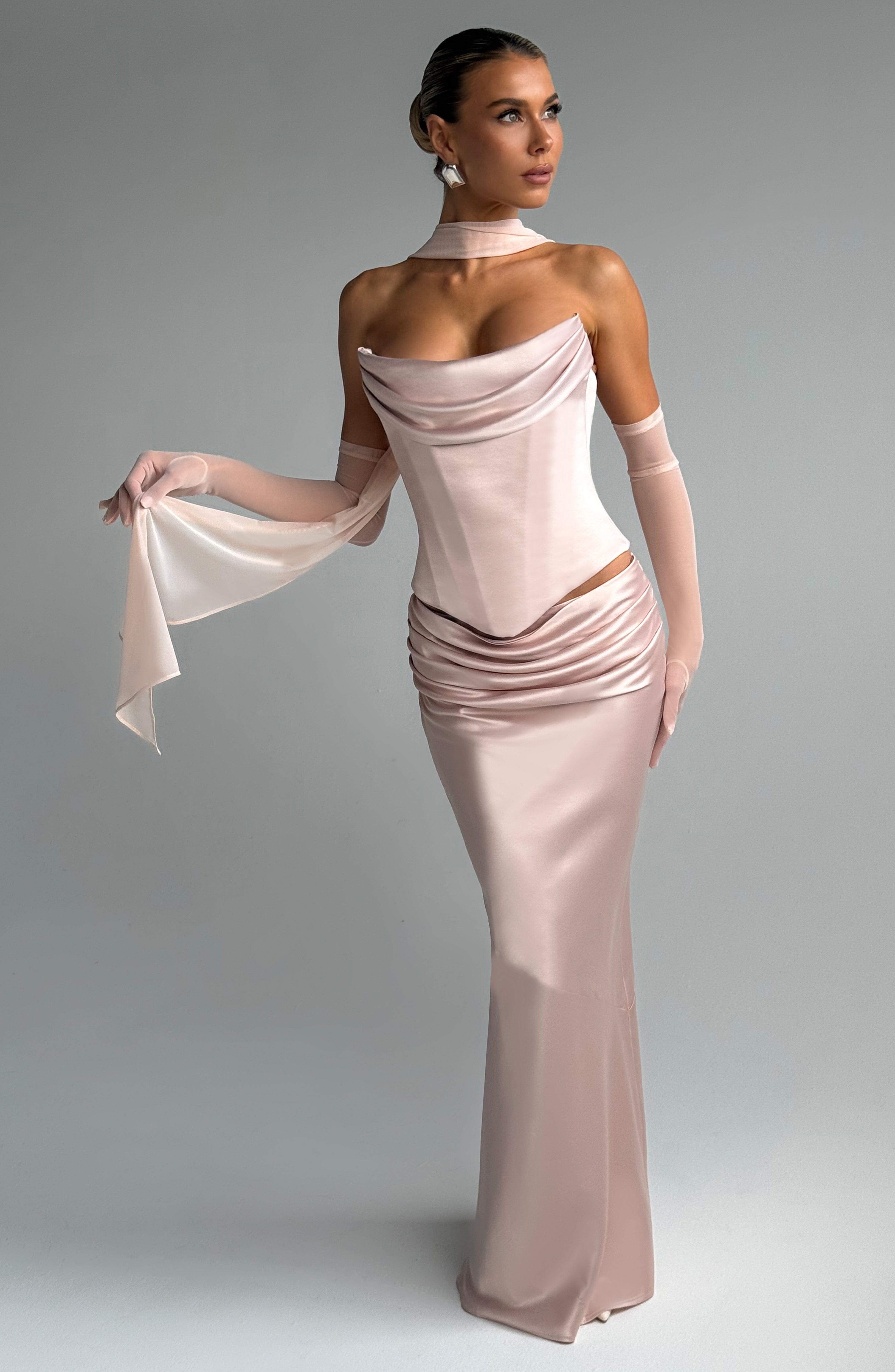 Soft Peach Mesh Scarf - Ayla Elegant Neck Wrap