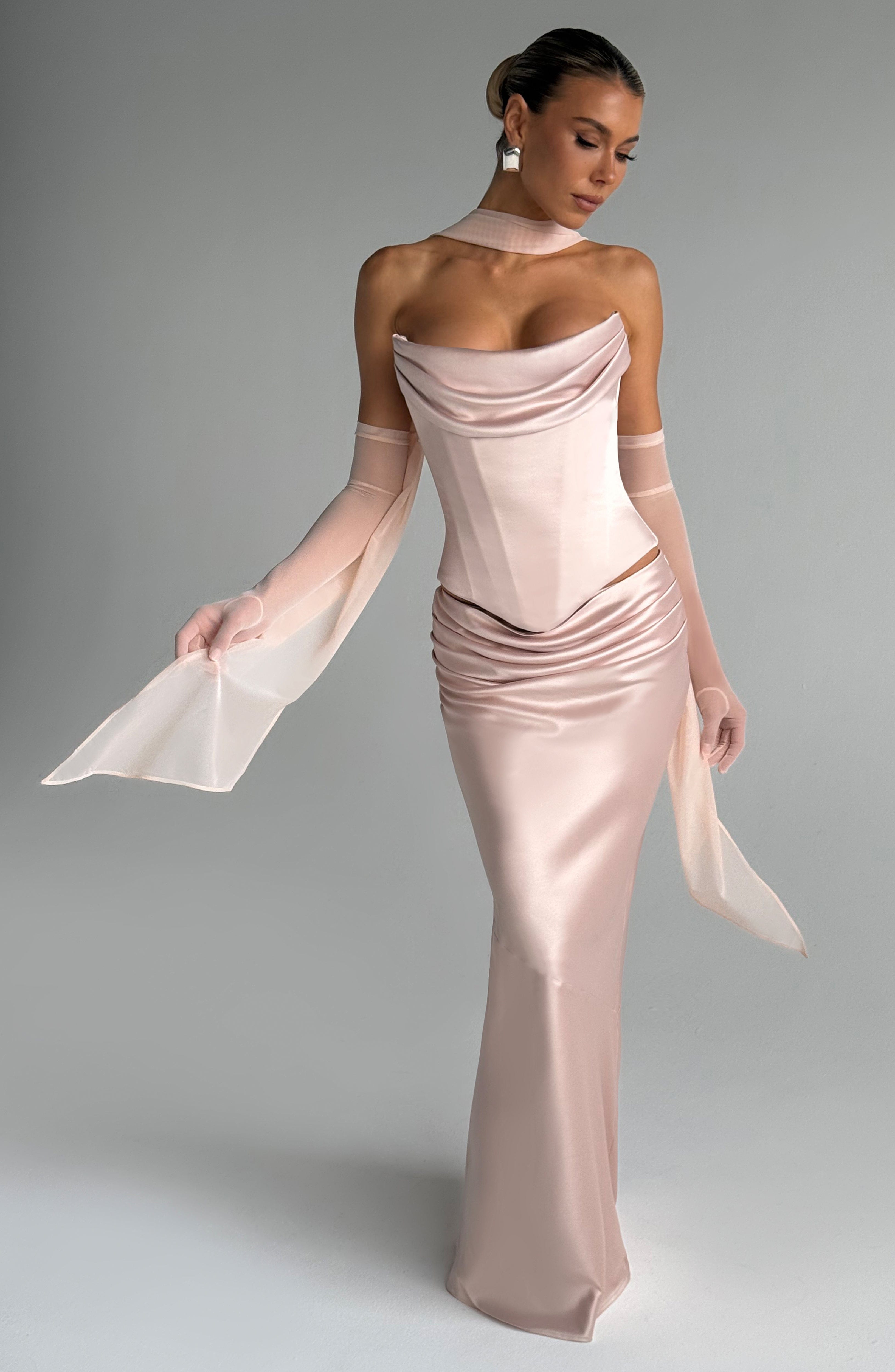 Soft Peach Mesh Scarf - Ayla Elegant Neck Wrap