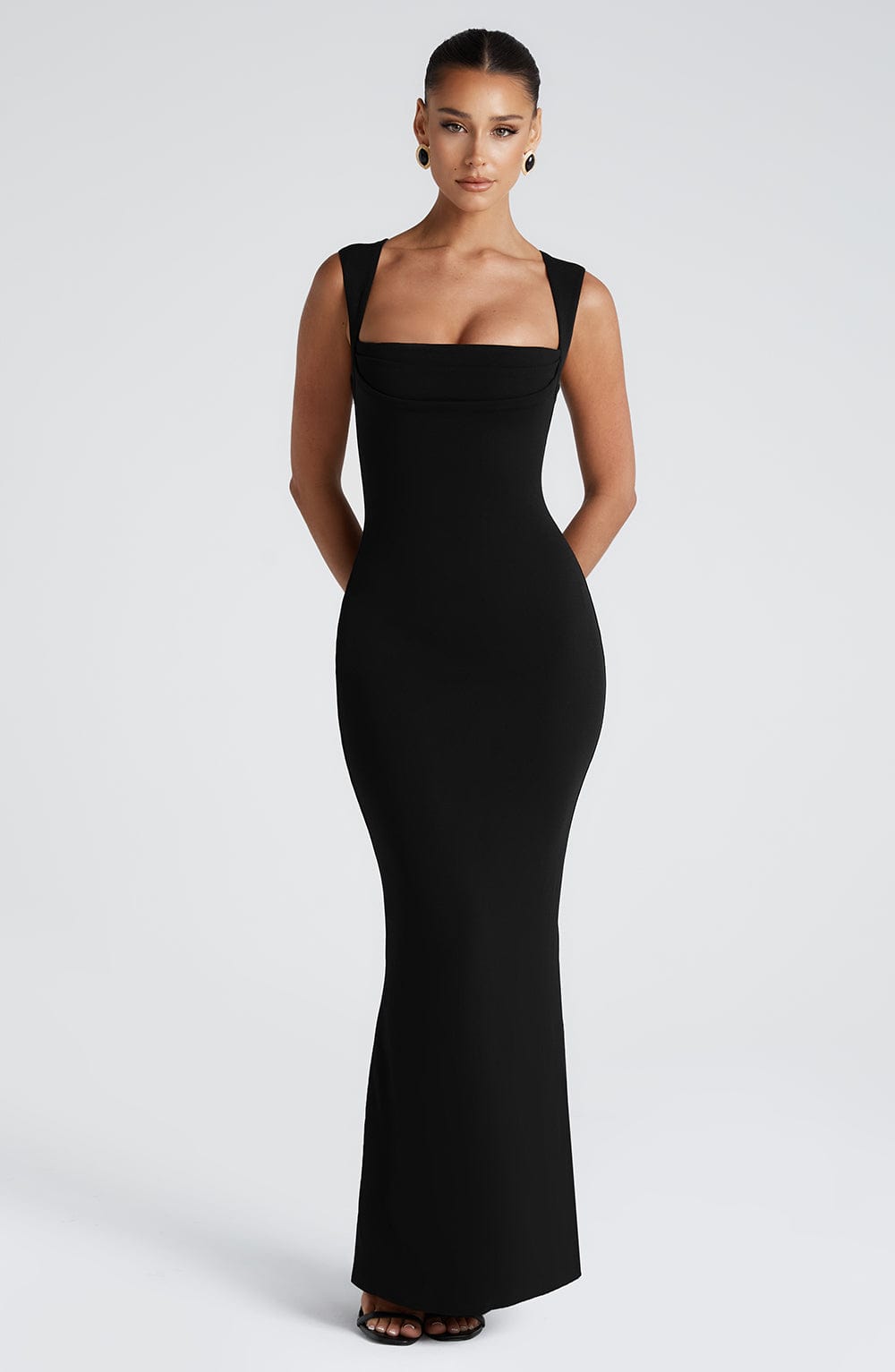 Elegant Black Helena Maxi Dress for Weddings & Formal Events
