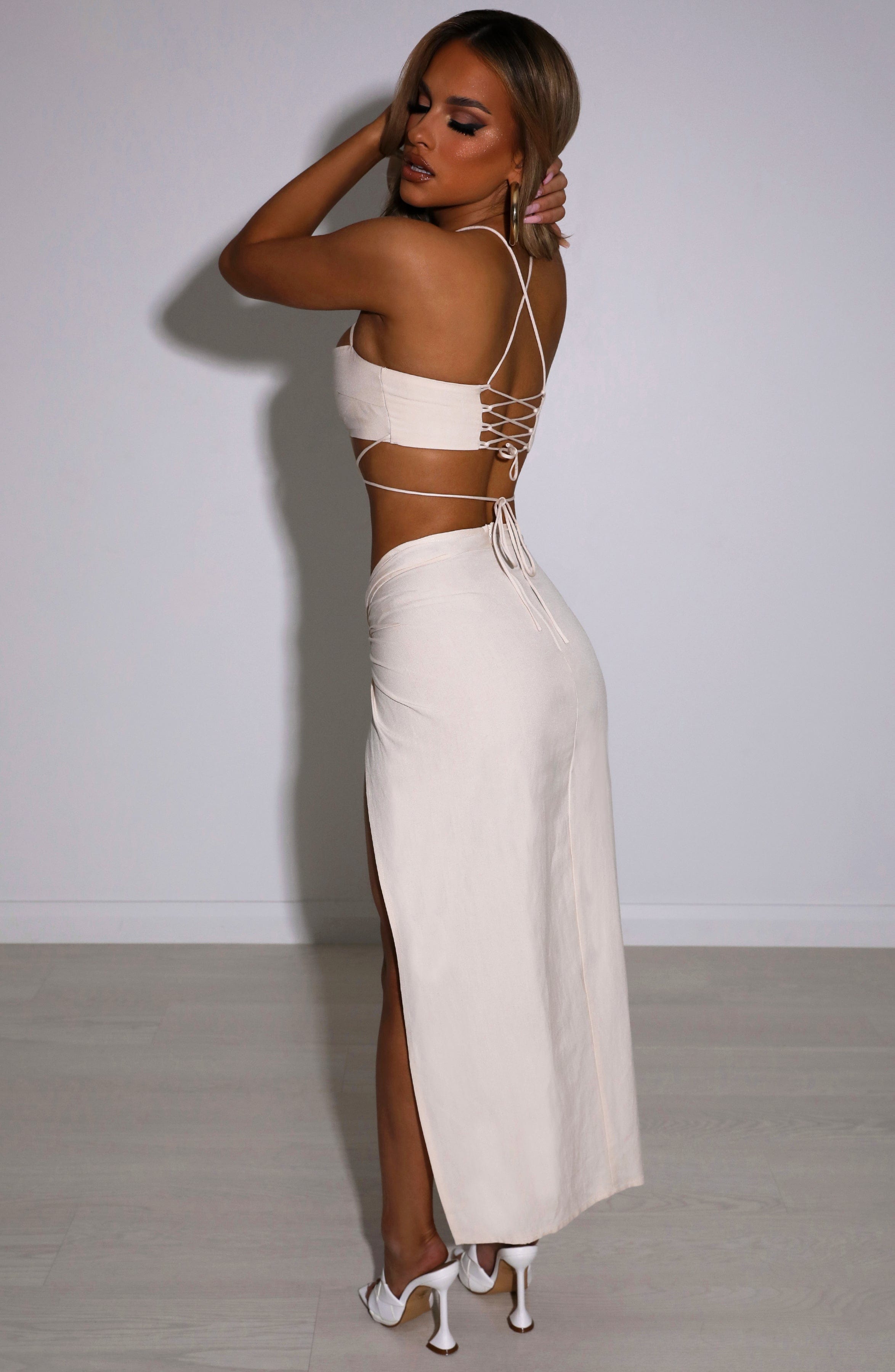 Vivianna Beige Maxi Skirt - Cotton Linen Summer Skirt