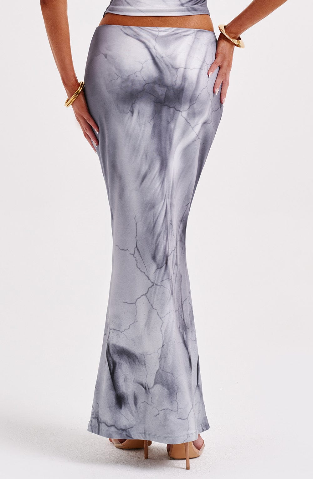 Charmayne Grey Bodycon Maxi Skirt - Lower Waist Jersey