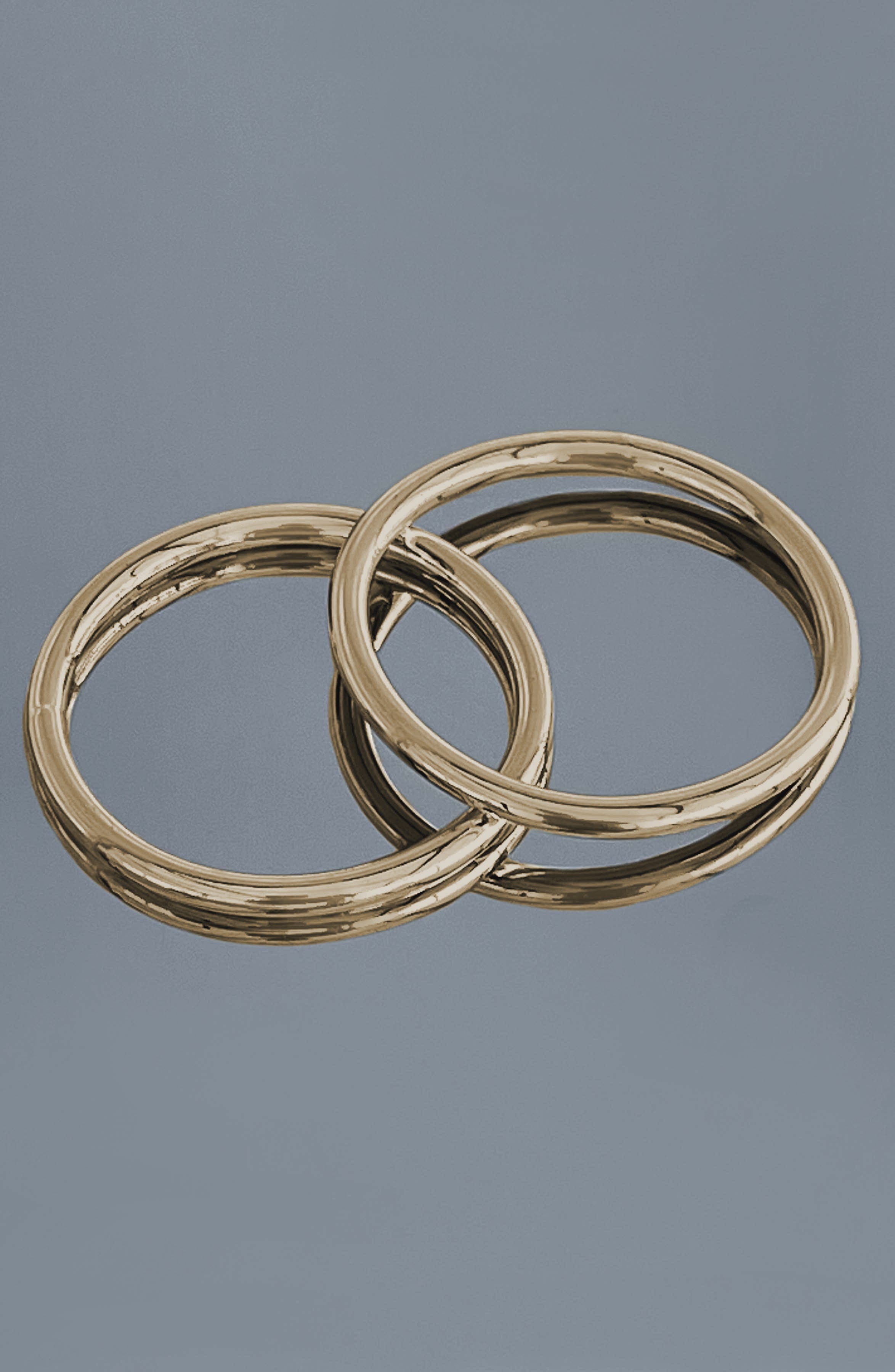 Gold Plated Brass Bangles Set of 2 - Stackable Minimalist Jewelry