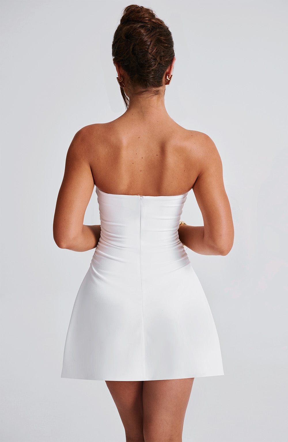Ivory Strapless Mini Dress - Fleur A-Line Crepe
