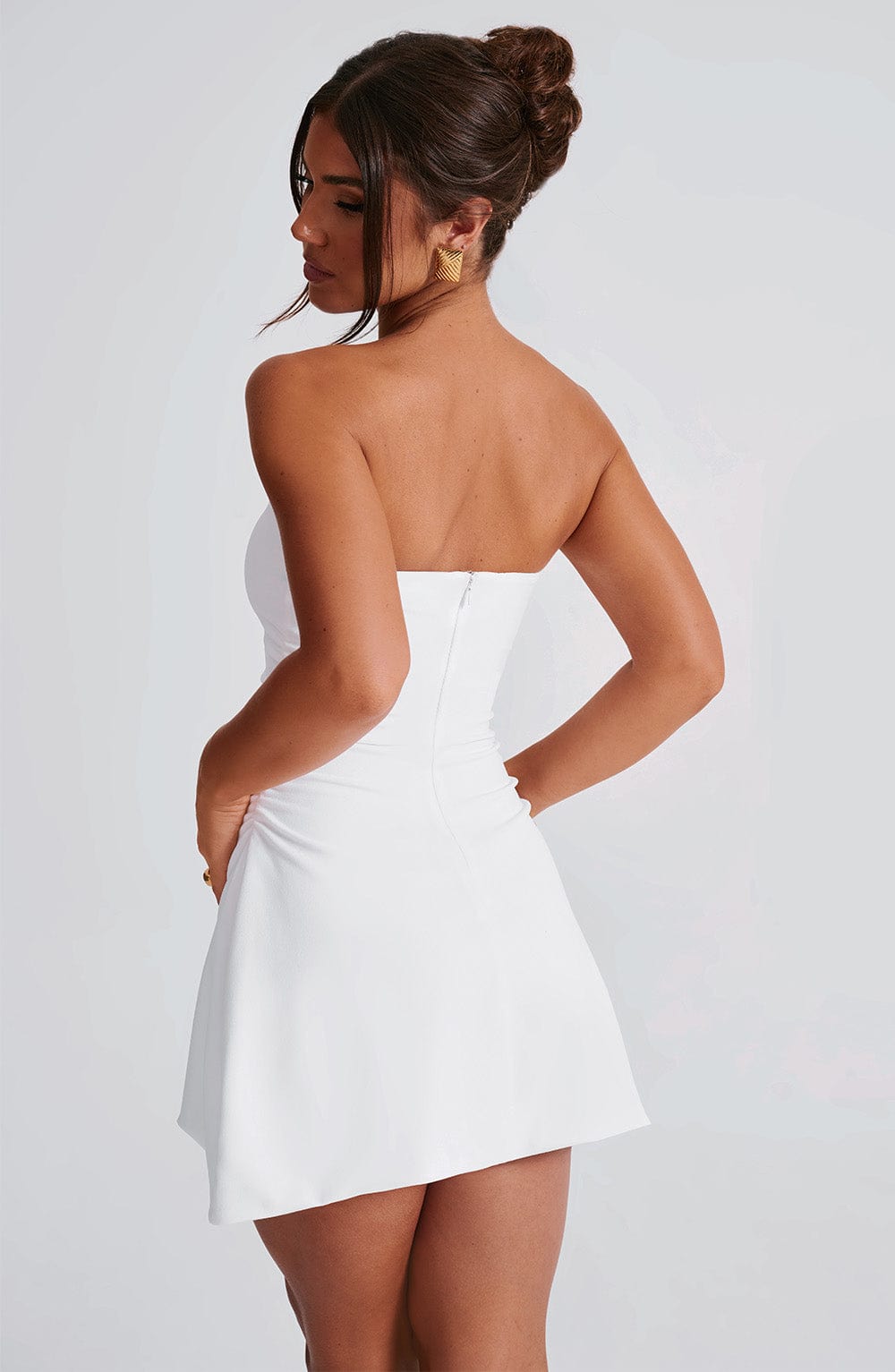 Ivory Strapless Mini Dress - Fleur A-Line Crepe