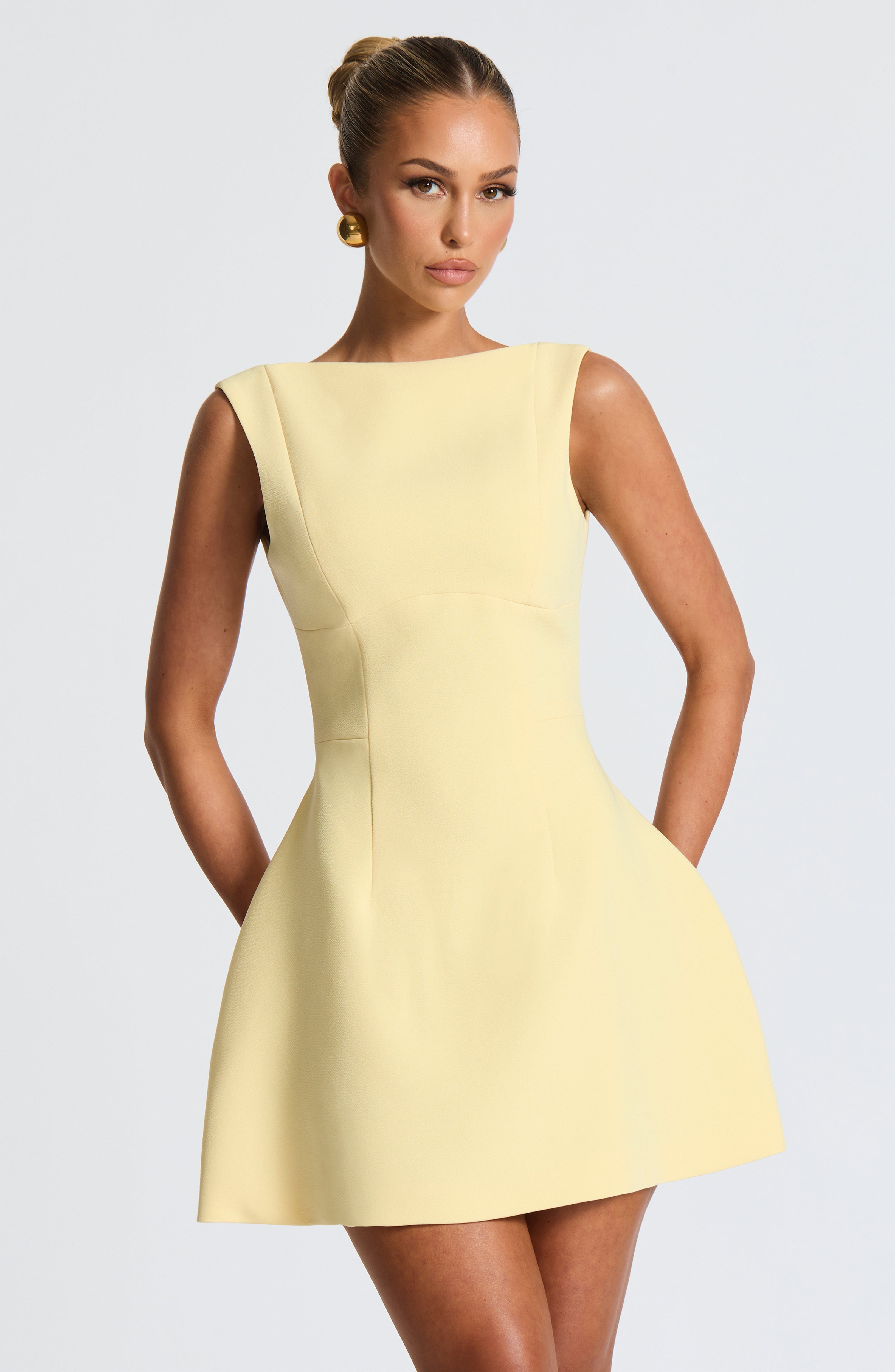 Lemon Alana Mini Dress - Non-Stretch Crepe with Bubble Skirt
