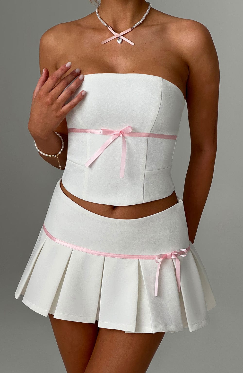 Tessa Ivory Cotton Skort with Lace Trim & Built-in Shorts