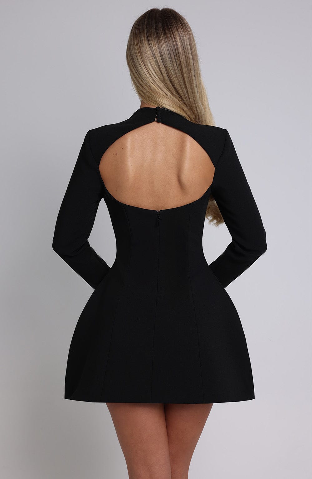 Black Mini Dress with Keyhole Back - Kelly Crepe Dress