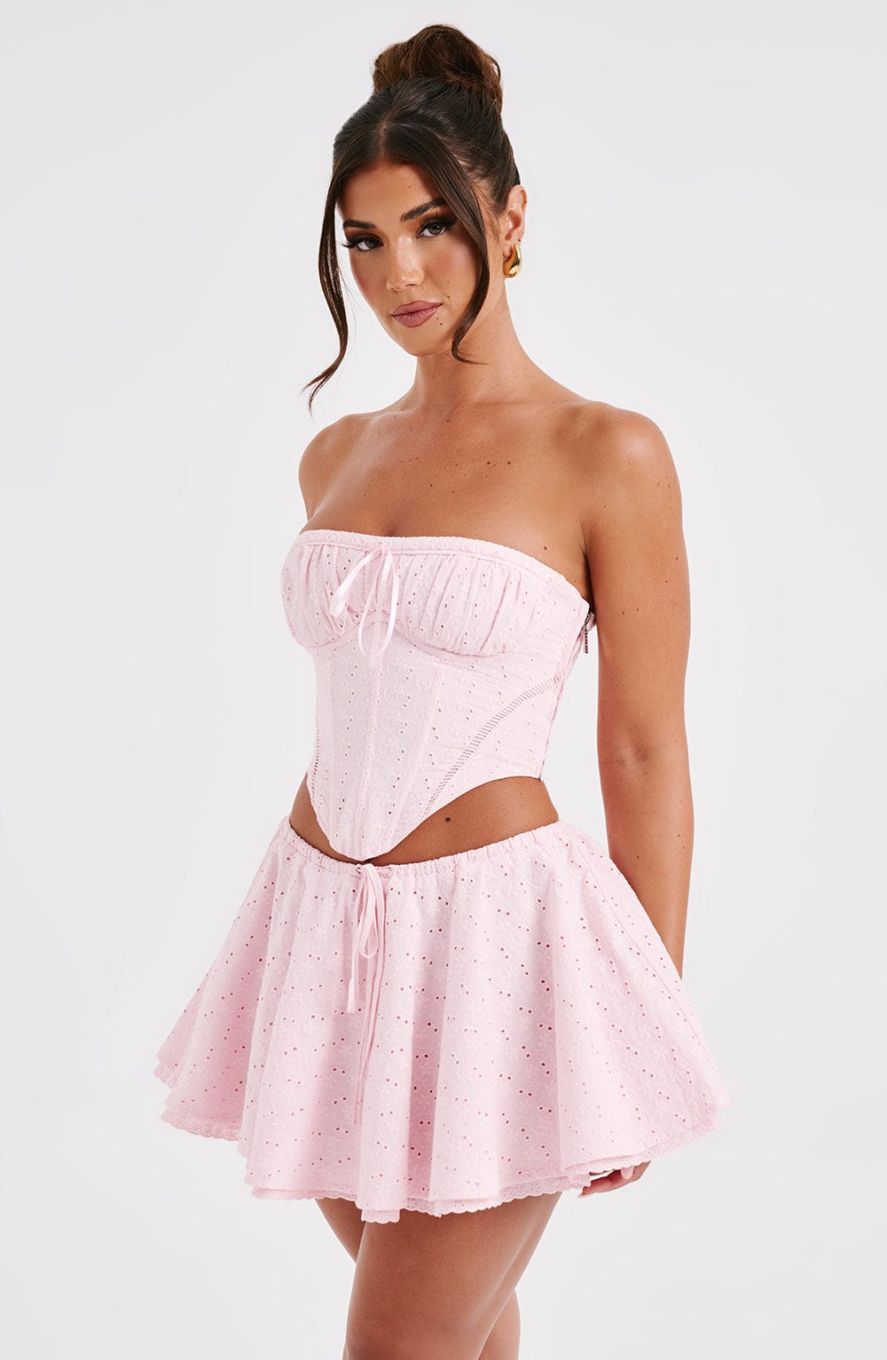Floral Broderie Anglaise Corset Top - Wilma Blush