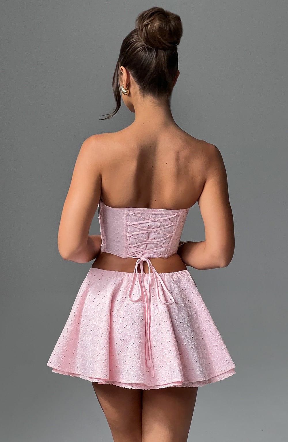 Floral Broderie Anglaise Corset Top - Wilma Blush