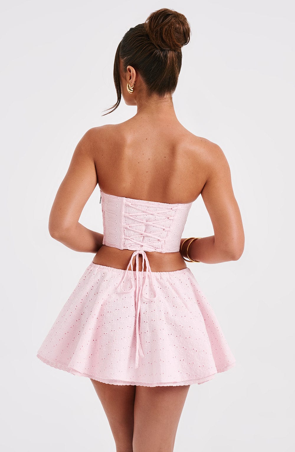 Floral Broderie Anglaise Corset Top - Wilma Blush