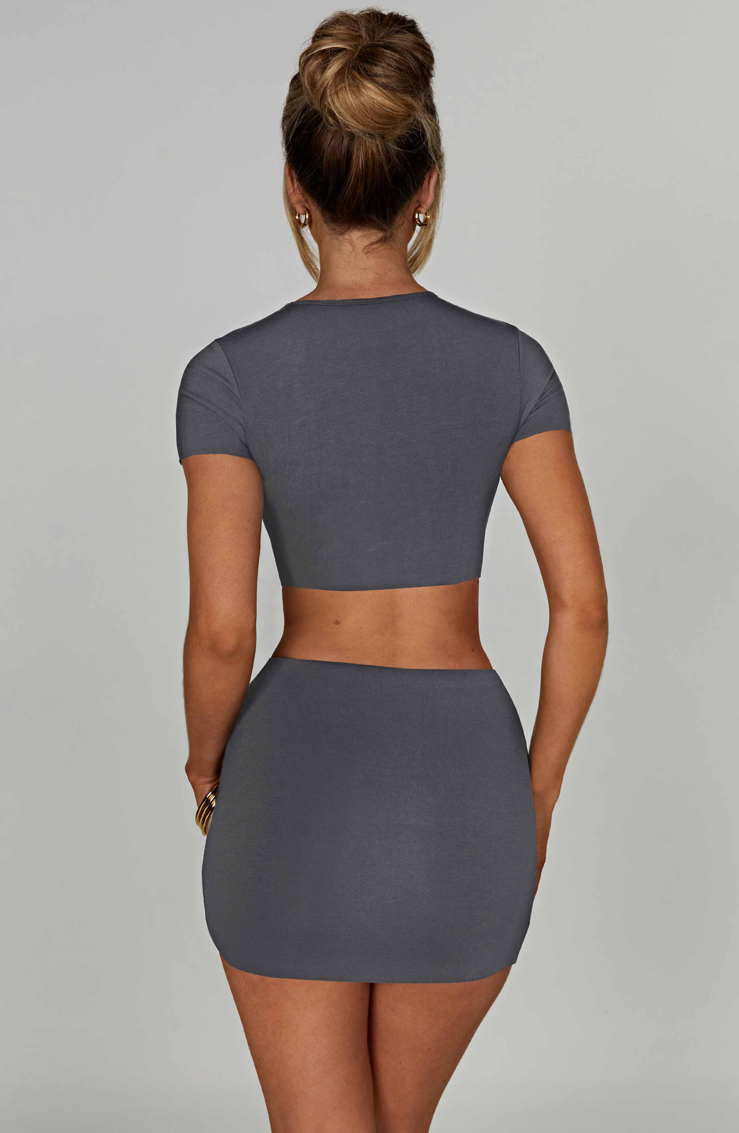 Rein Modal Mini Skirt - Soft Stretch Charcoal Micro Mini