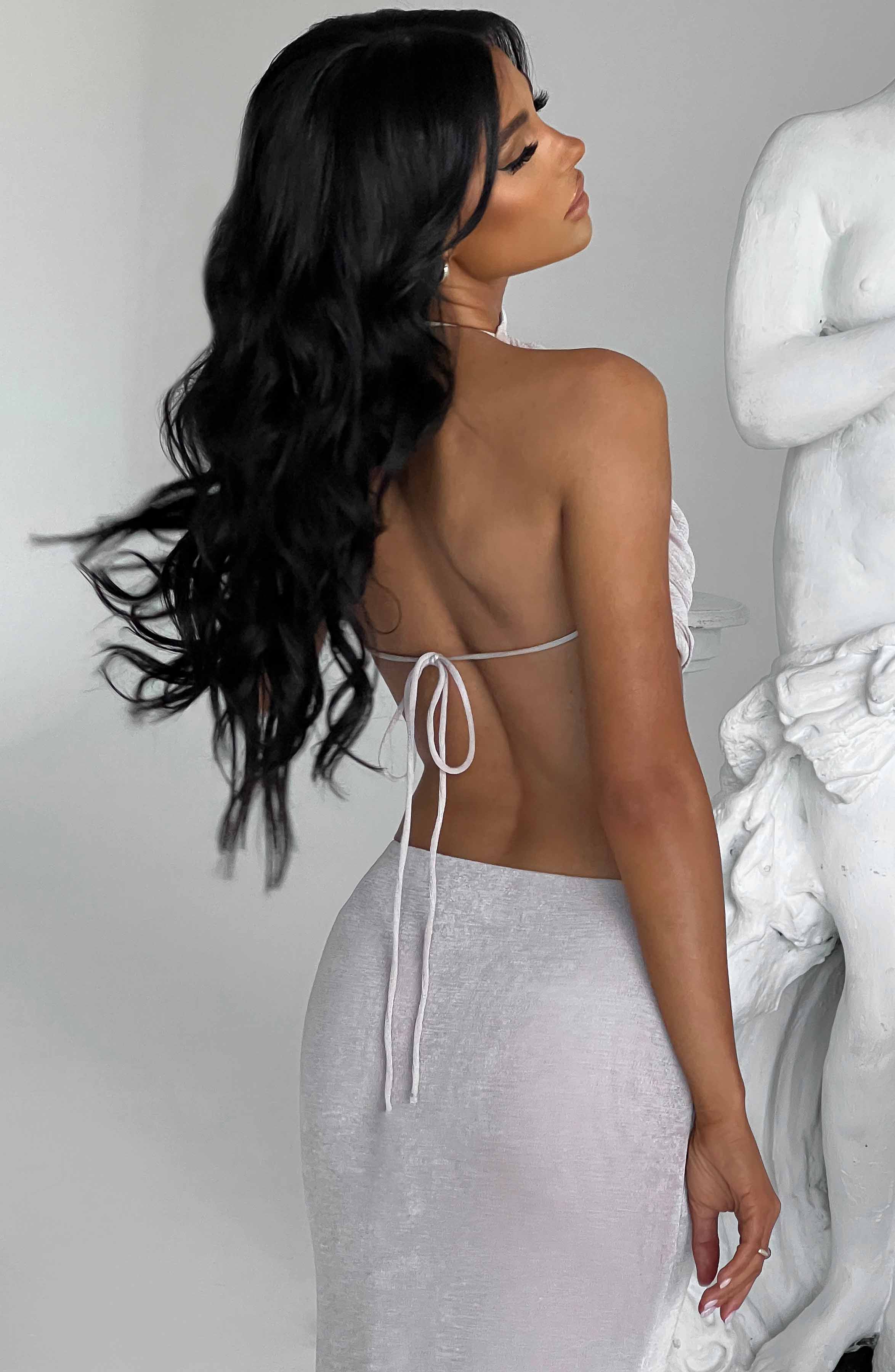 Fifi Backless Draped Top in Champagne - High Shine Jersey