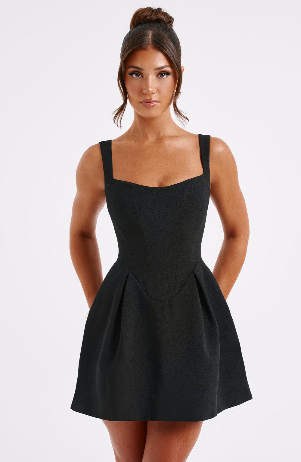 Janiyah Black Corset Mini Dress for Parties