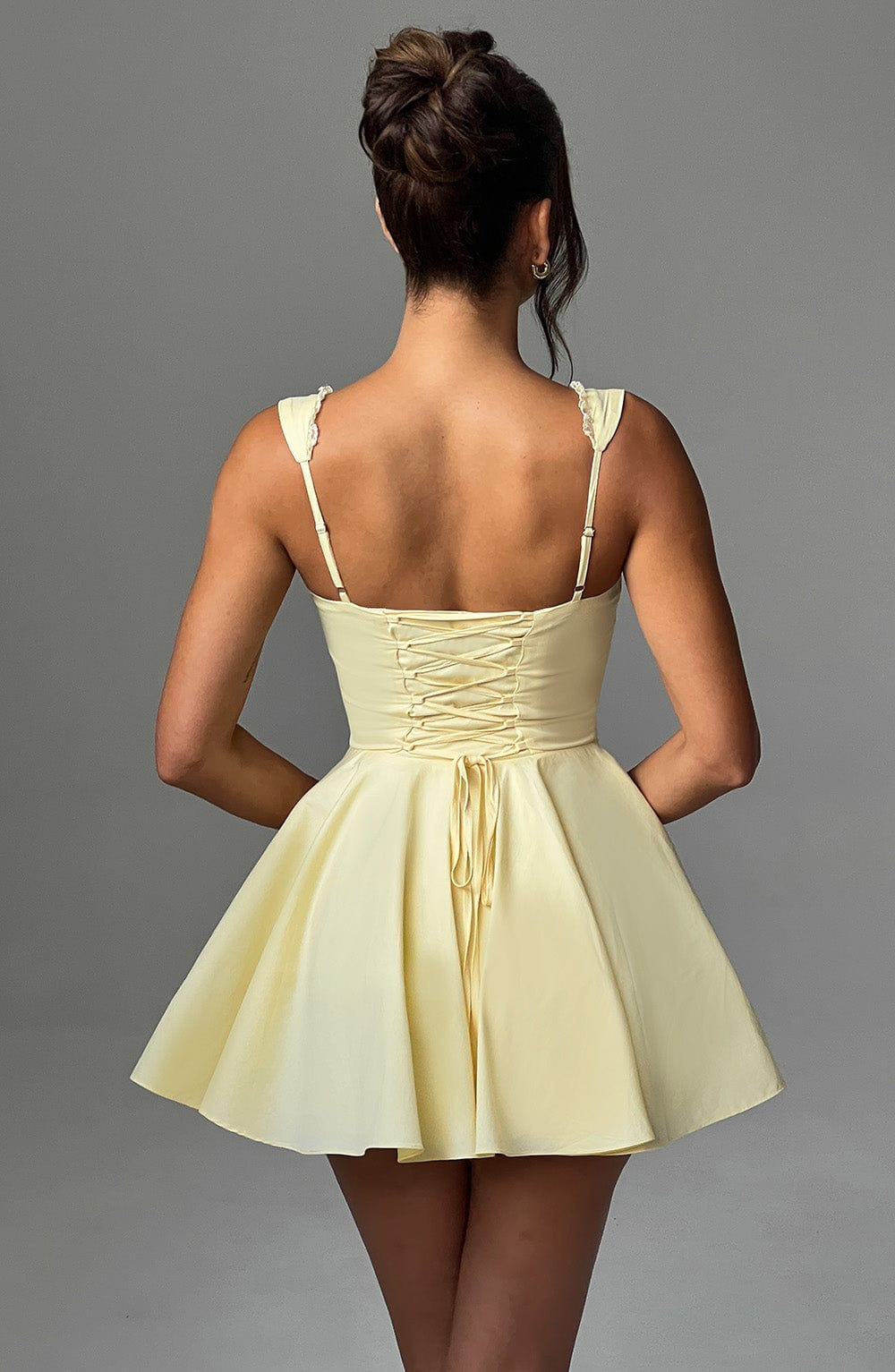 Lemon Antonella Mini Dress with Adjustable Straps & Lace-Up Back