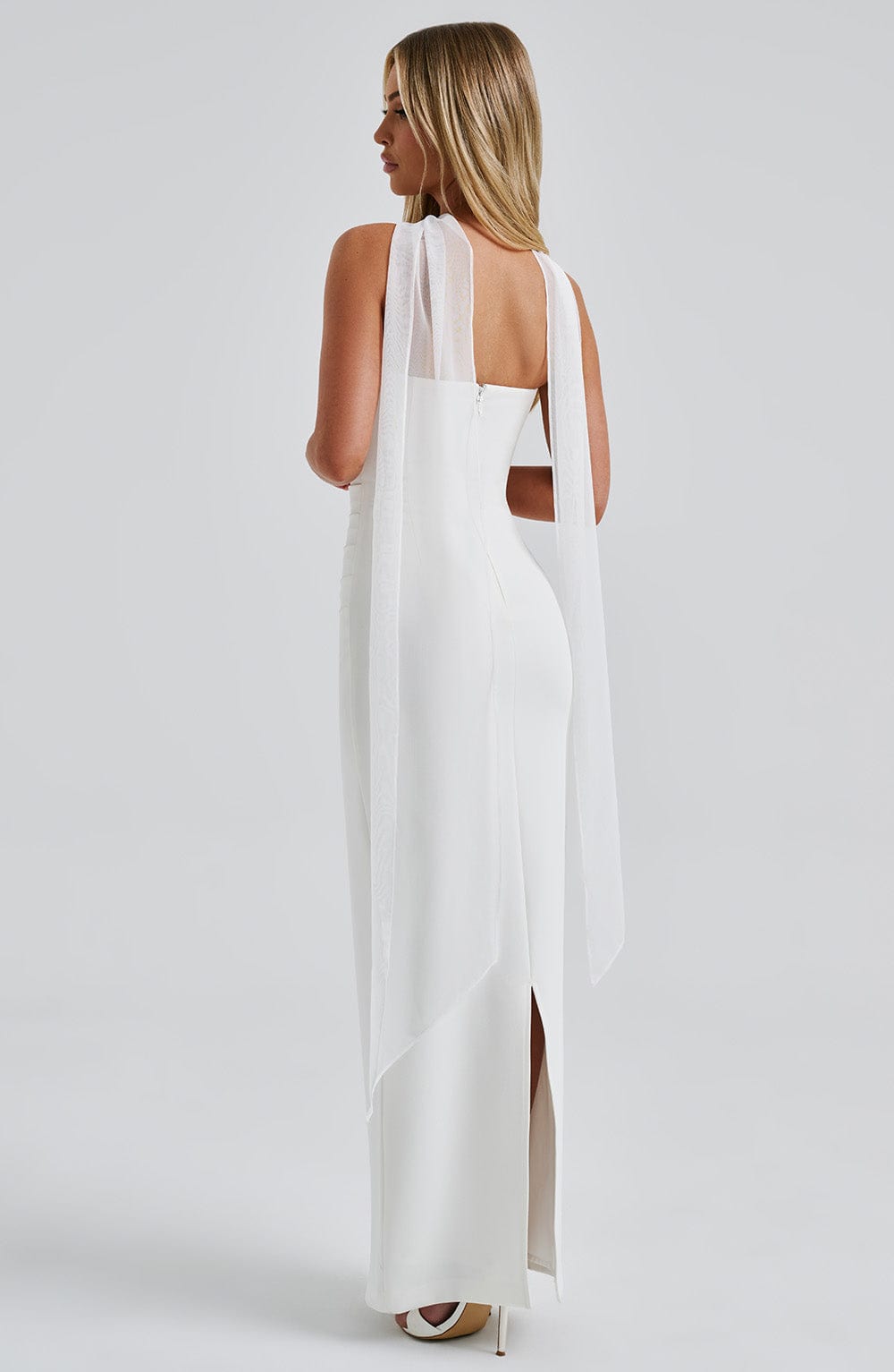 Yulia Ivory Strapless Maxi Dress with Removable Mesh Panel