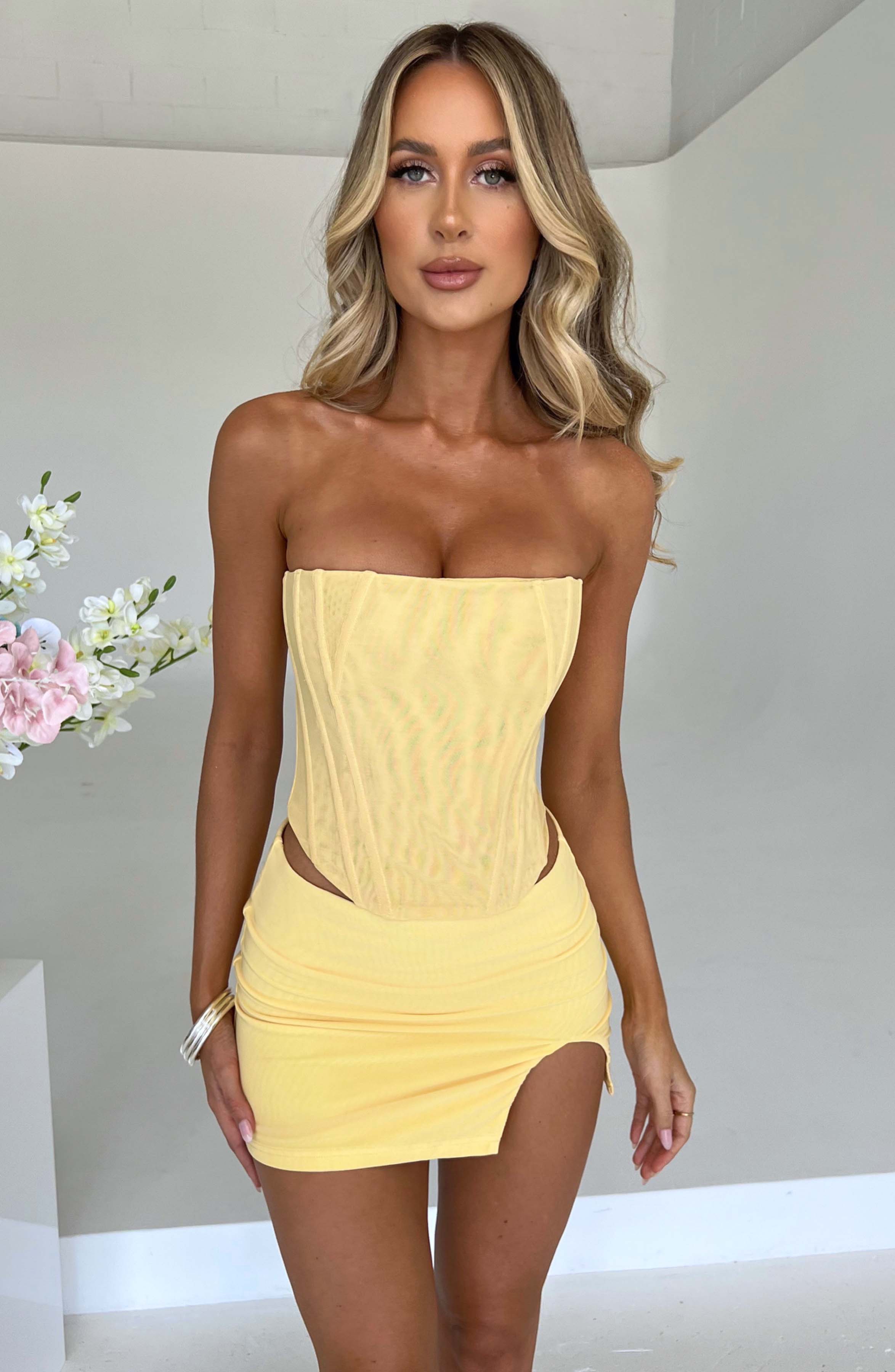 Lemon Alina Low Waist Mini Skirt with Split - Soft Jersey