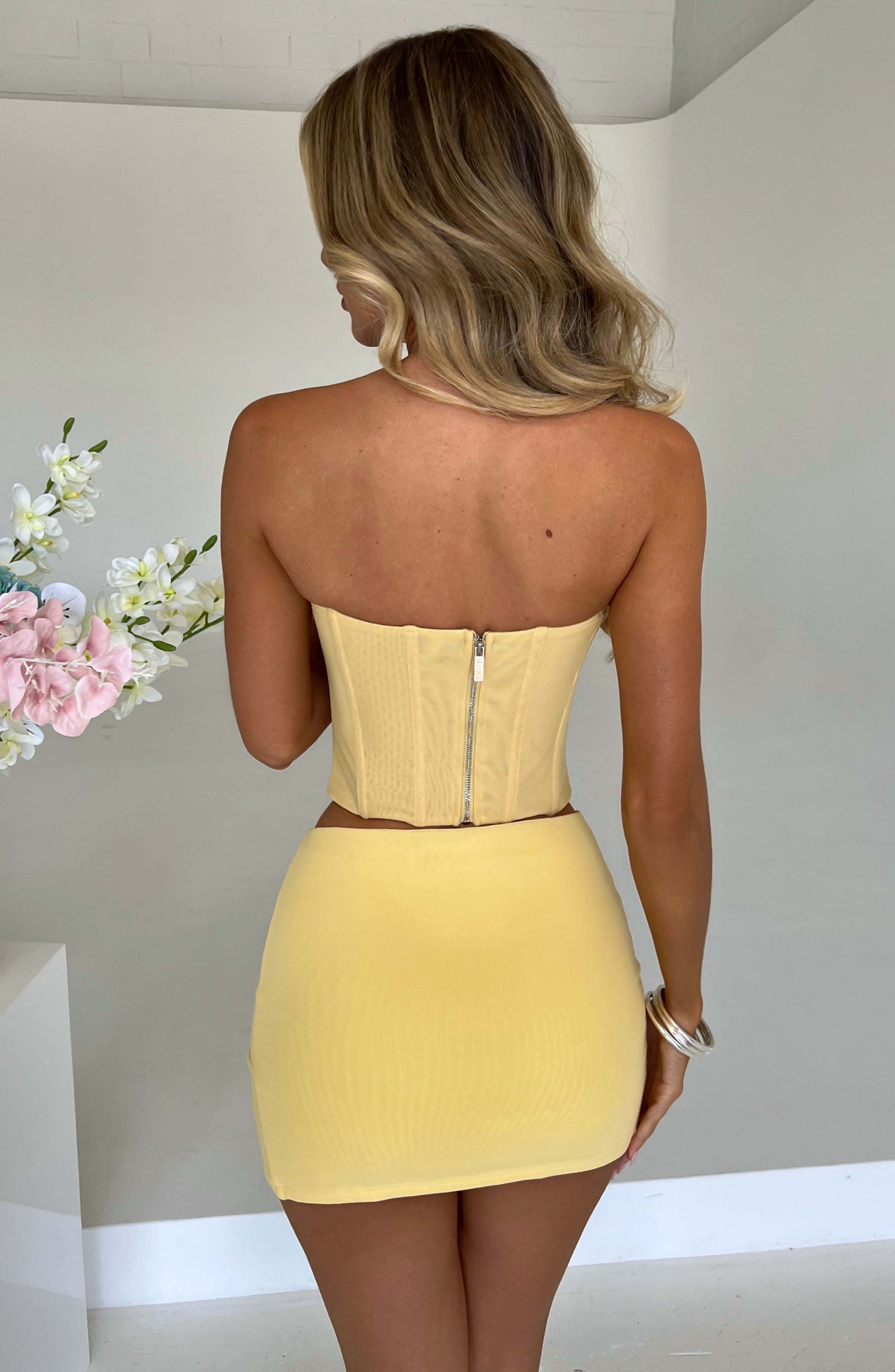 Lemon Strapless Corset Top - Power Mesh Waist Cincher