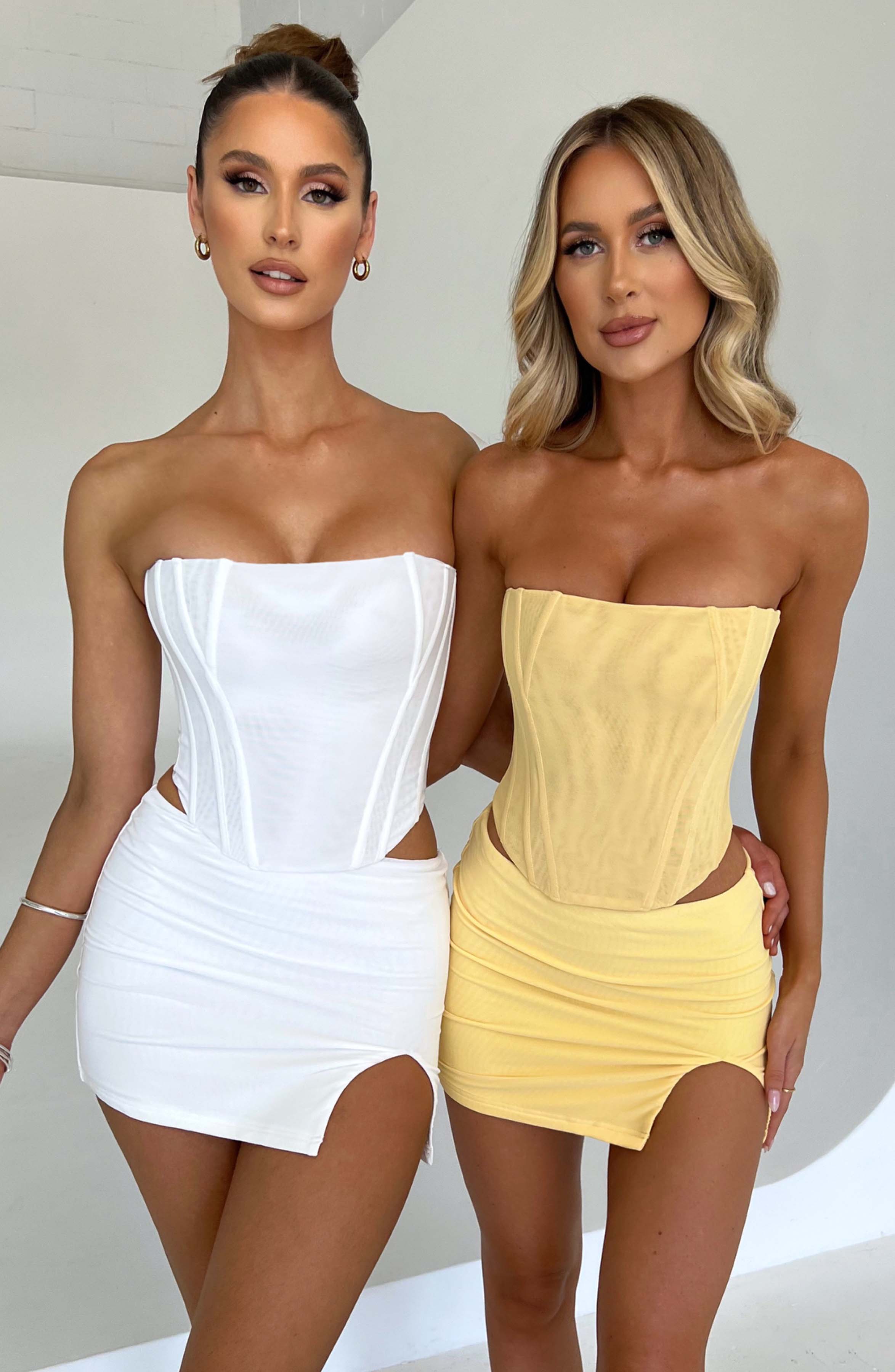 Lemon Strapless Corset Top - Power Mesh Waist Cincher