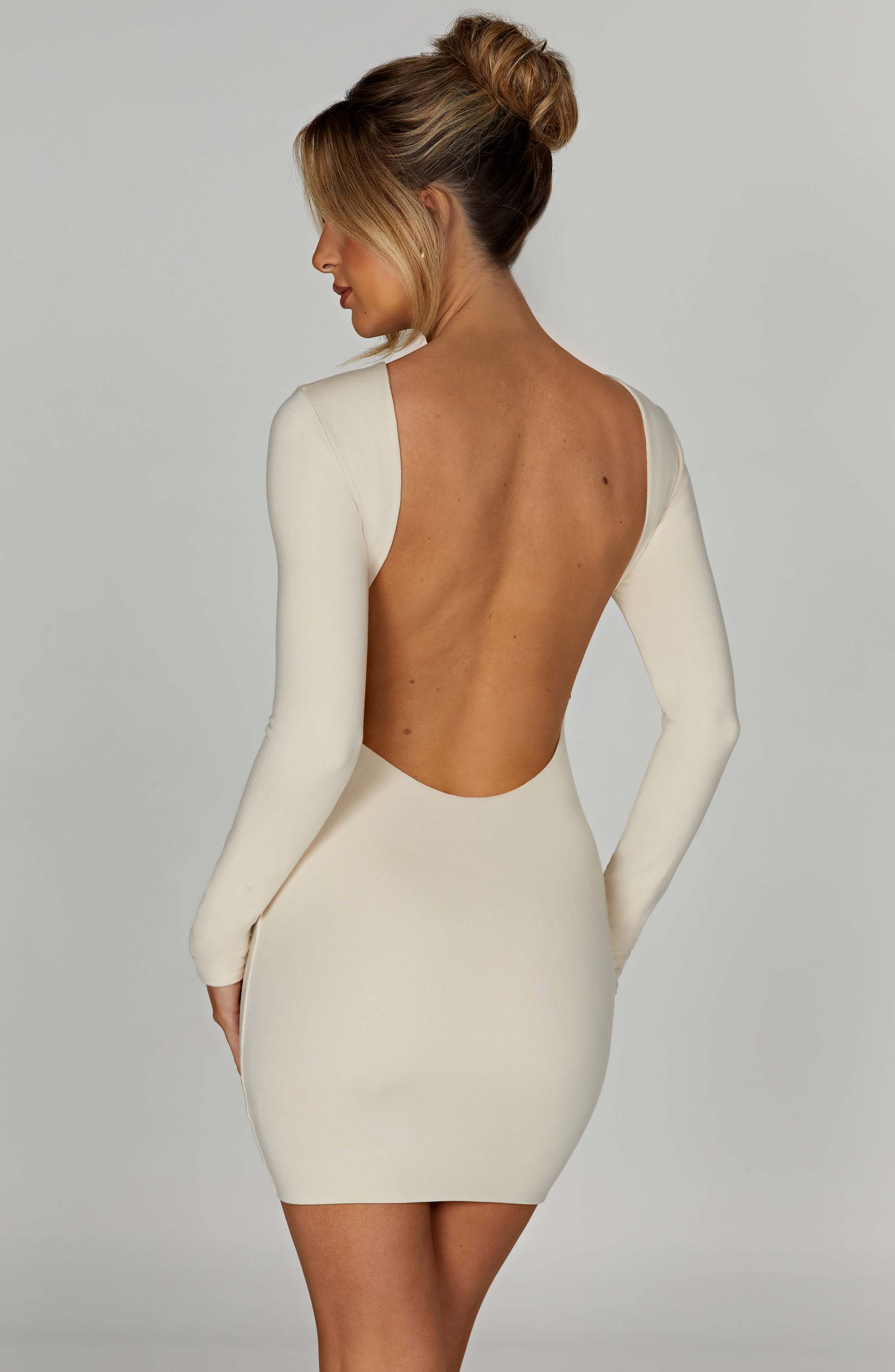 Liana Mini Dress in Cream - Stretchy Double-Layered Modal